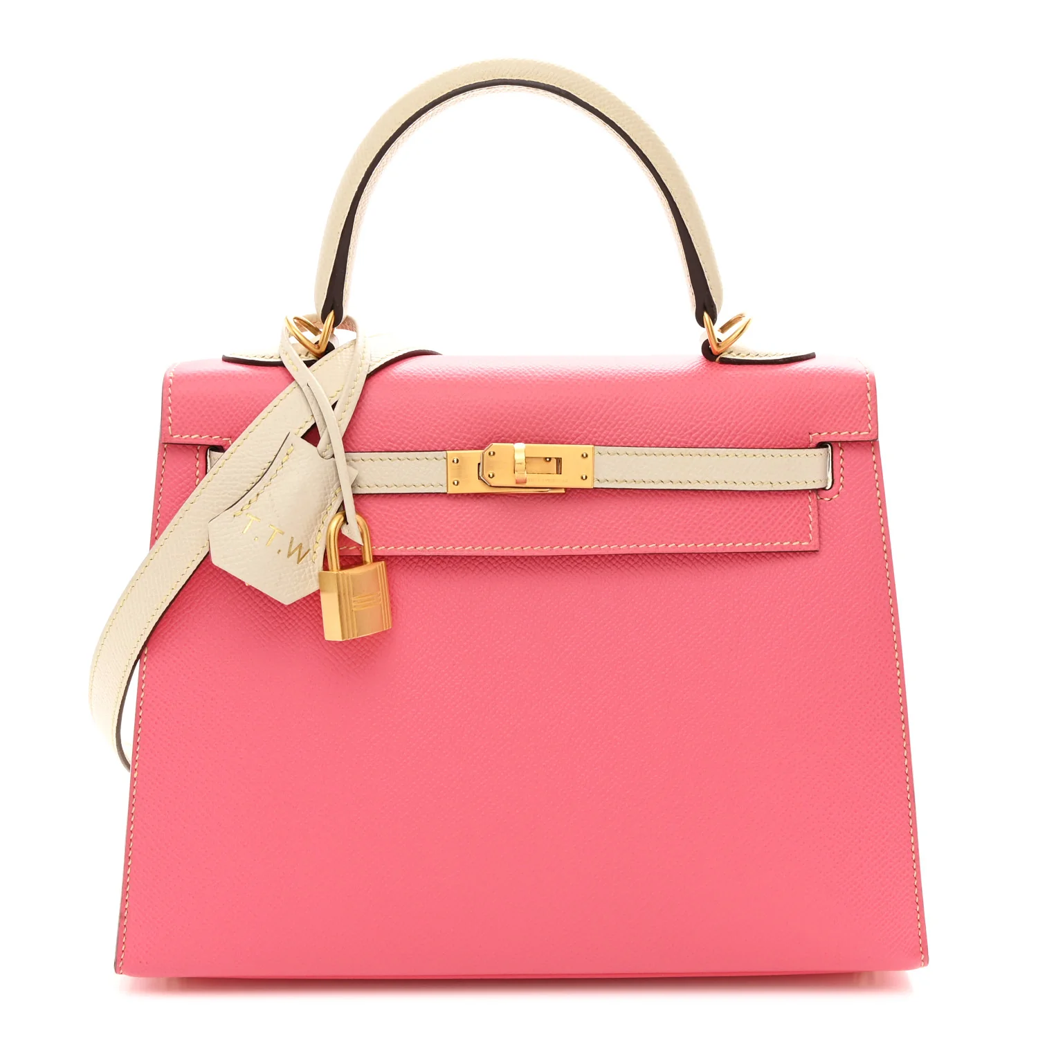 Epsom Bi-Color Horseshoe Kelly Sellier 25 Rose Azalee Craie