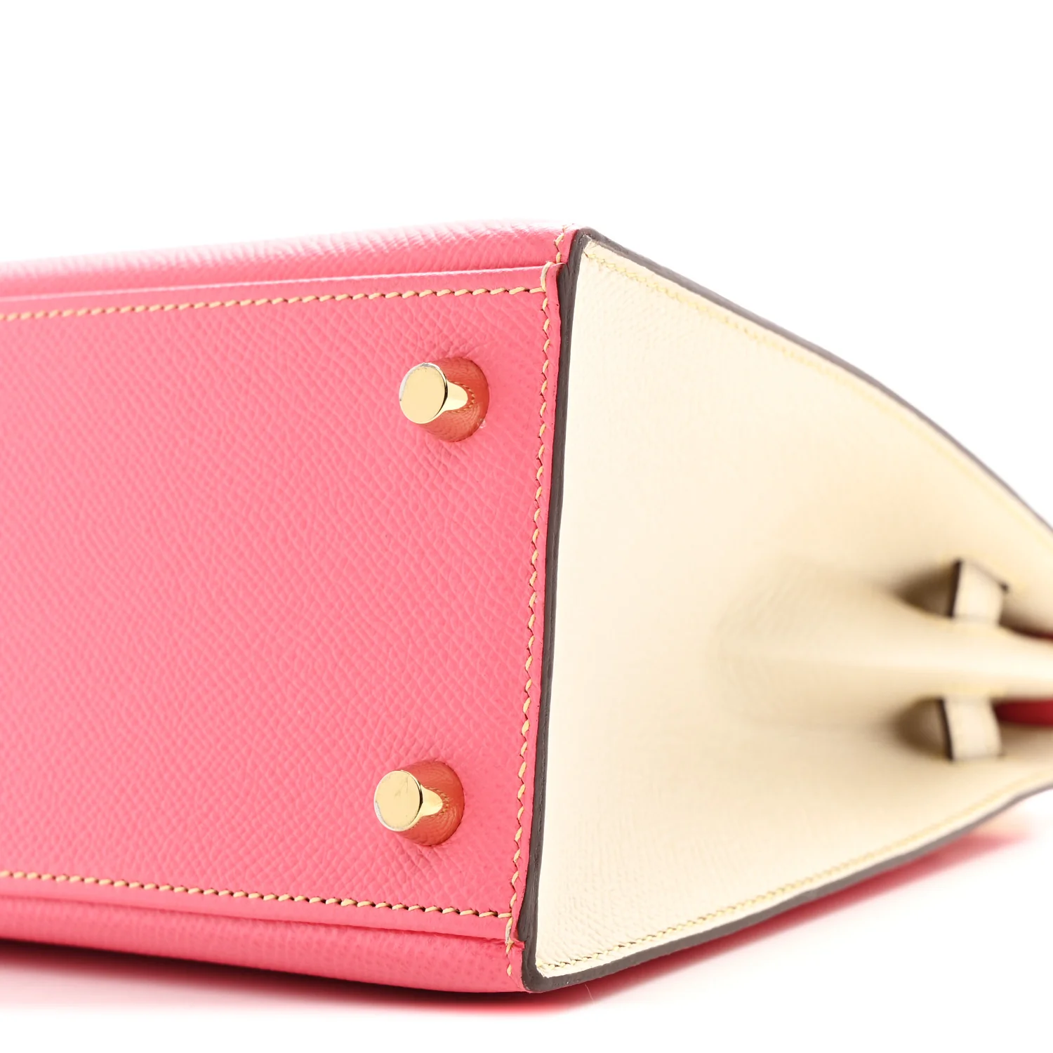 Epsom Bi-Color Horseshoe Kelly Sellier 25 Rose Azalee Craie - Image 10