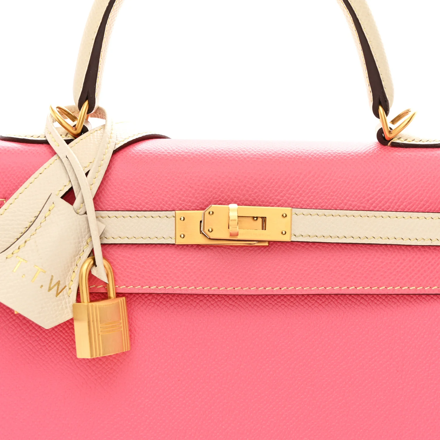 Epsom Bi-Color Horseshoe Kelly Sellier 25 Rose Azalee Craie - Image 8