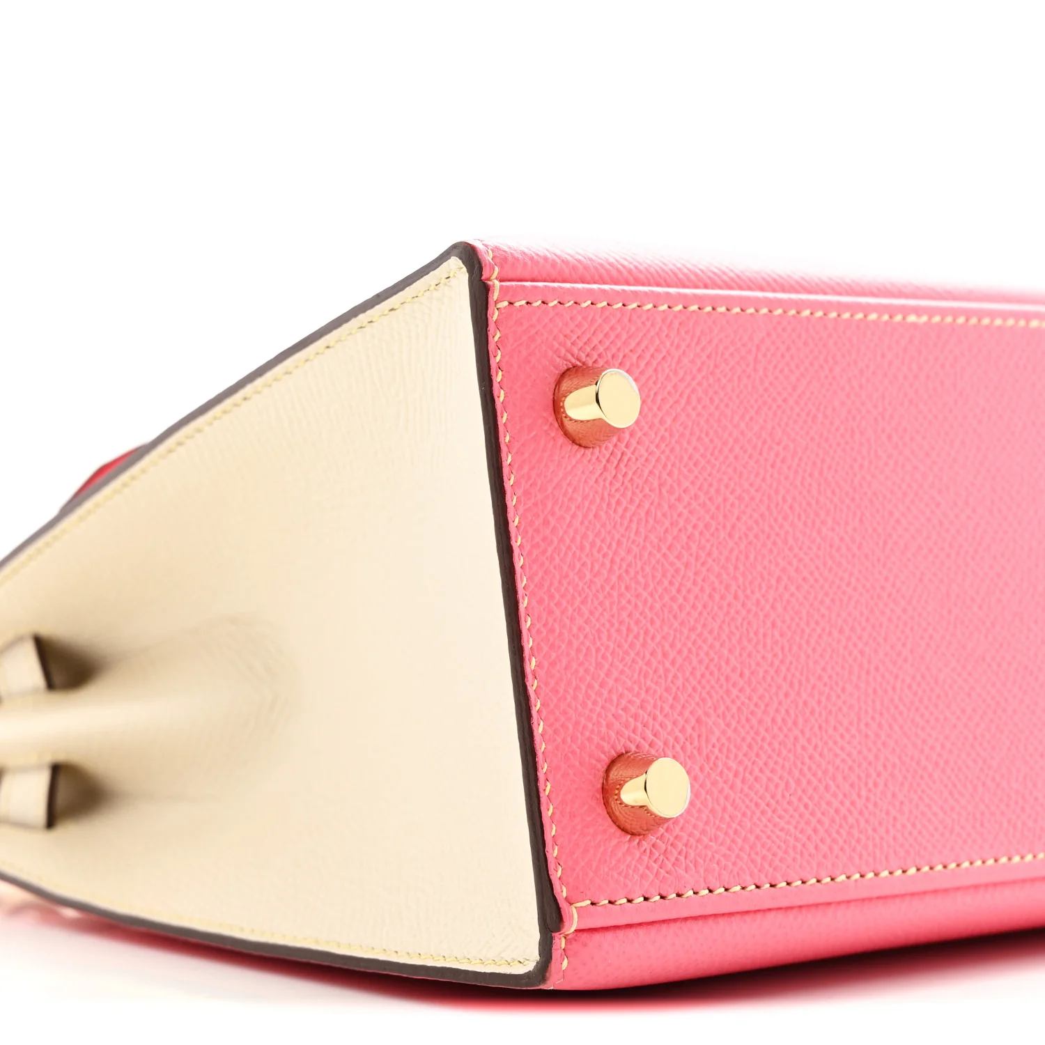 Epsom Bi-Color Horseshoe Kelly Sellier 25 Rose Azalee Craie - Image 9