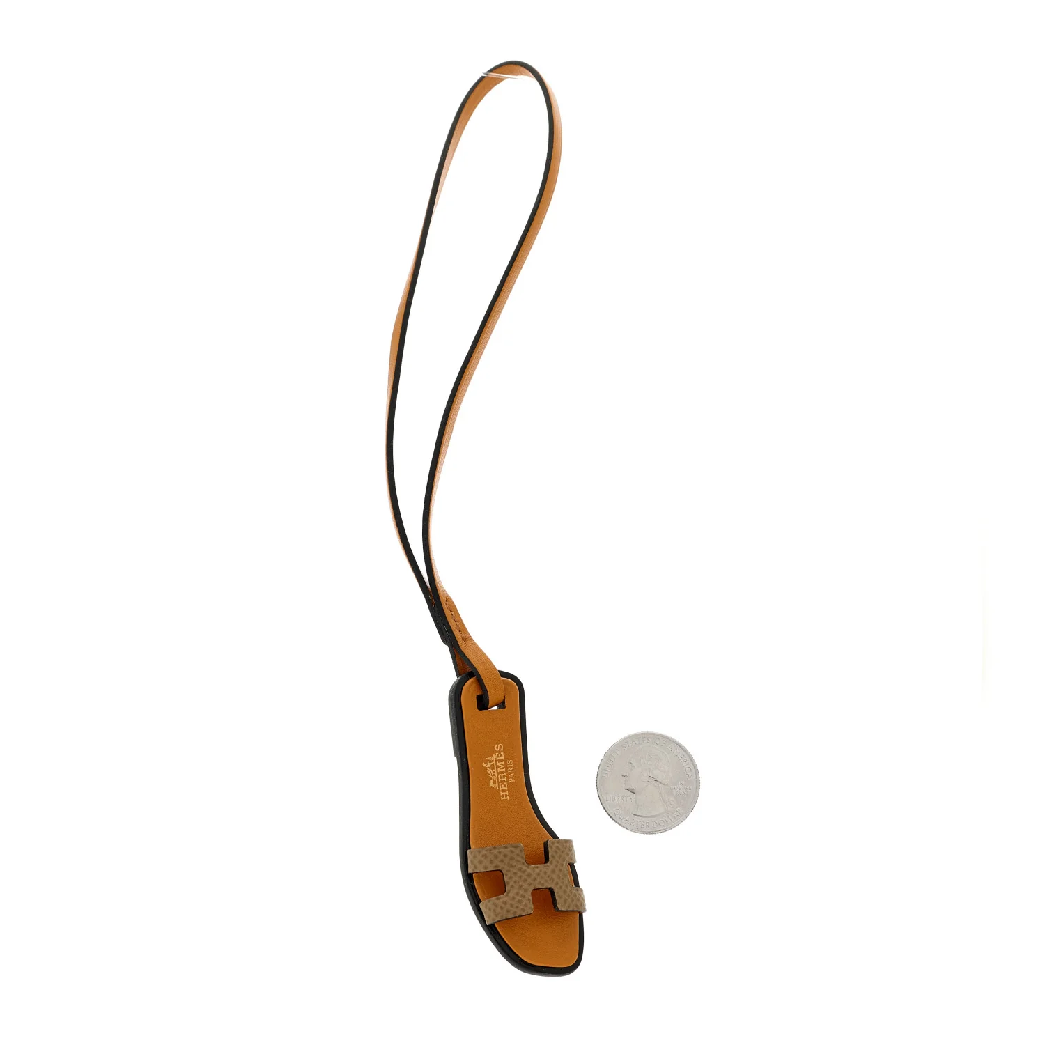 Epsom Butler Calfskin Hunter Oran Nano Bag Charm Etoupe - Image 2