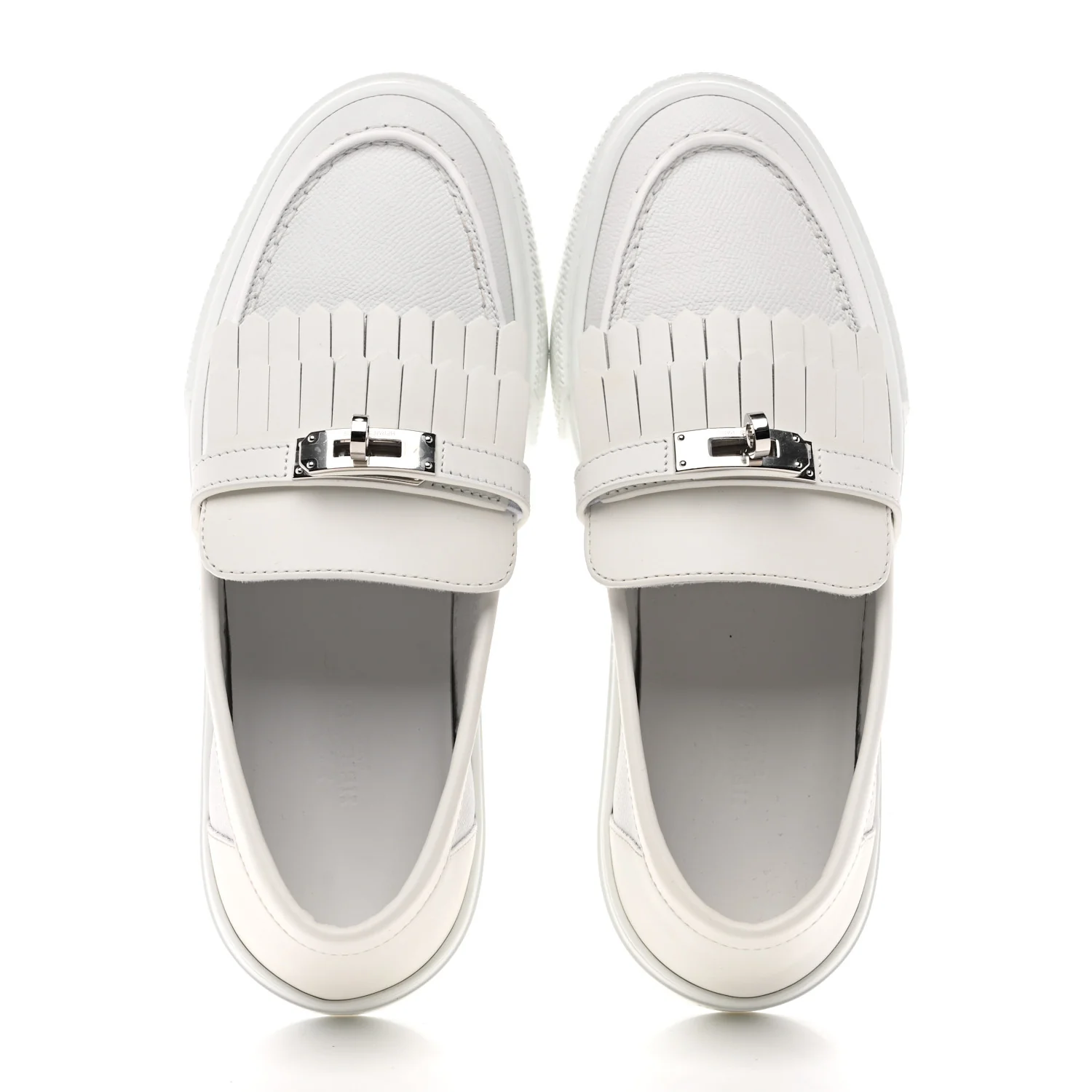 Epsom Calfskin Game Slip On Fringe Sneakers 38 White - Image 2
