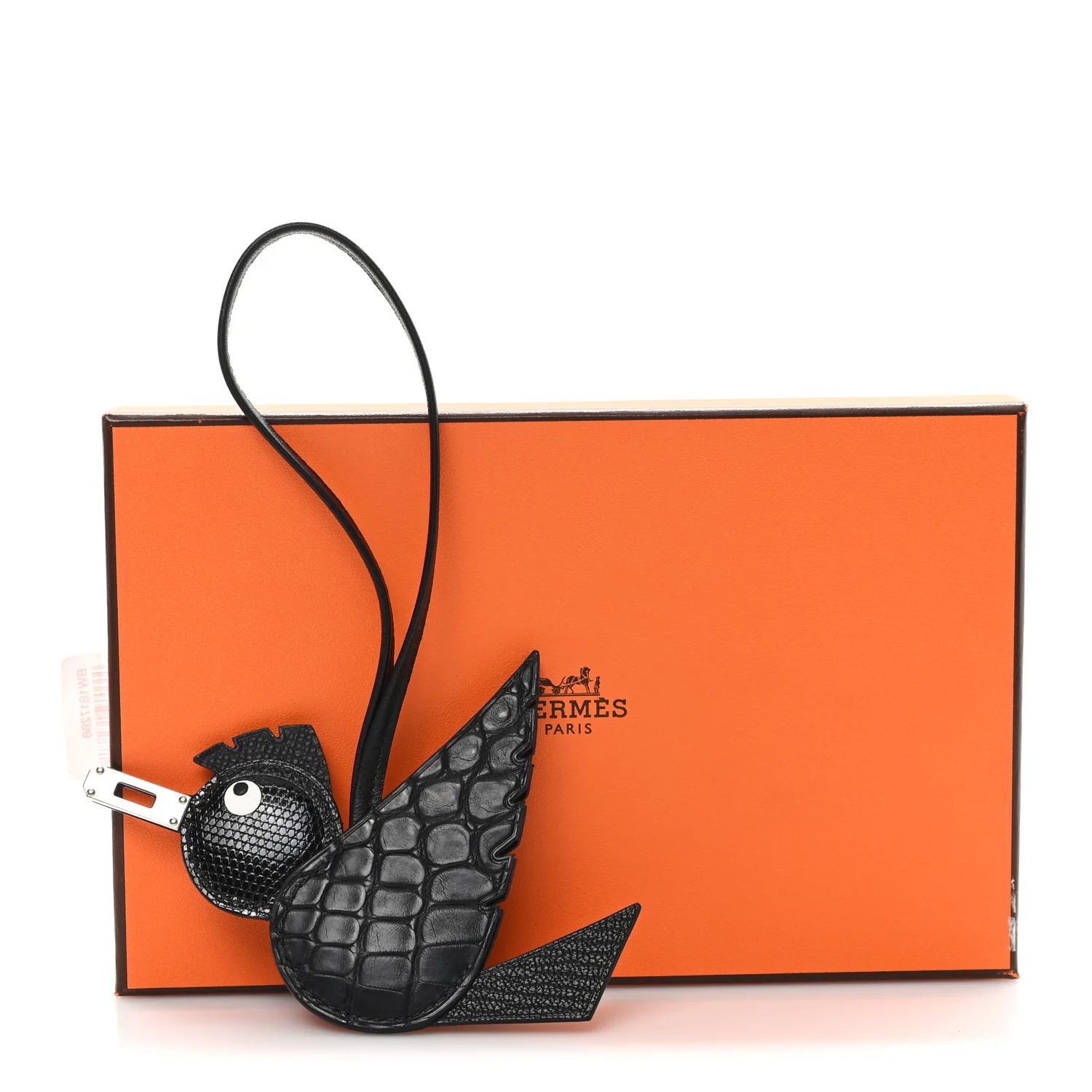 Epsom Chevre Mysore Swift Alligator Lizard Birdy Bag Charm Black - Image 4