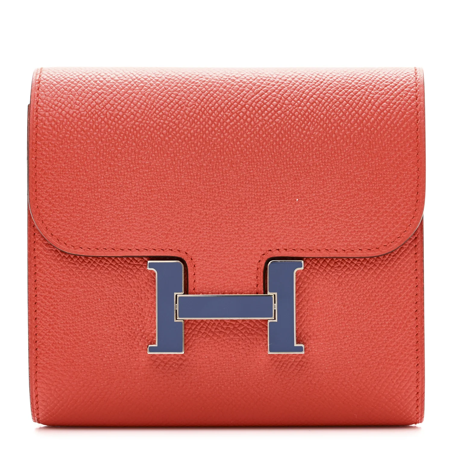 Epsom Enamel Constance Short Wallet Capucine Bleu Brighton