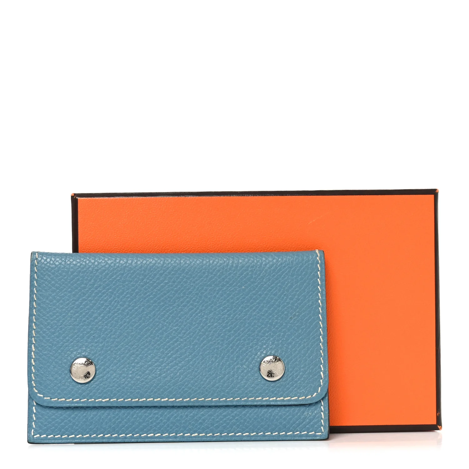 Epsom Hermesnap Card Holder Bleu Jean - Image 7