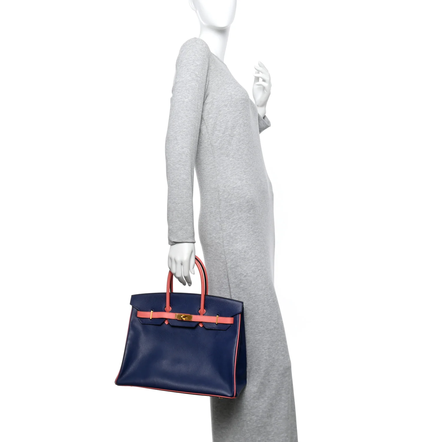 Epsom Horseshoe Birkin 35 Bleu Saphir Flamingo - Image 2
