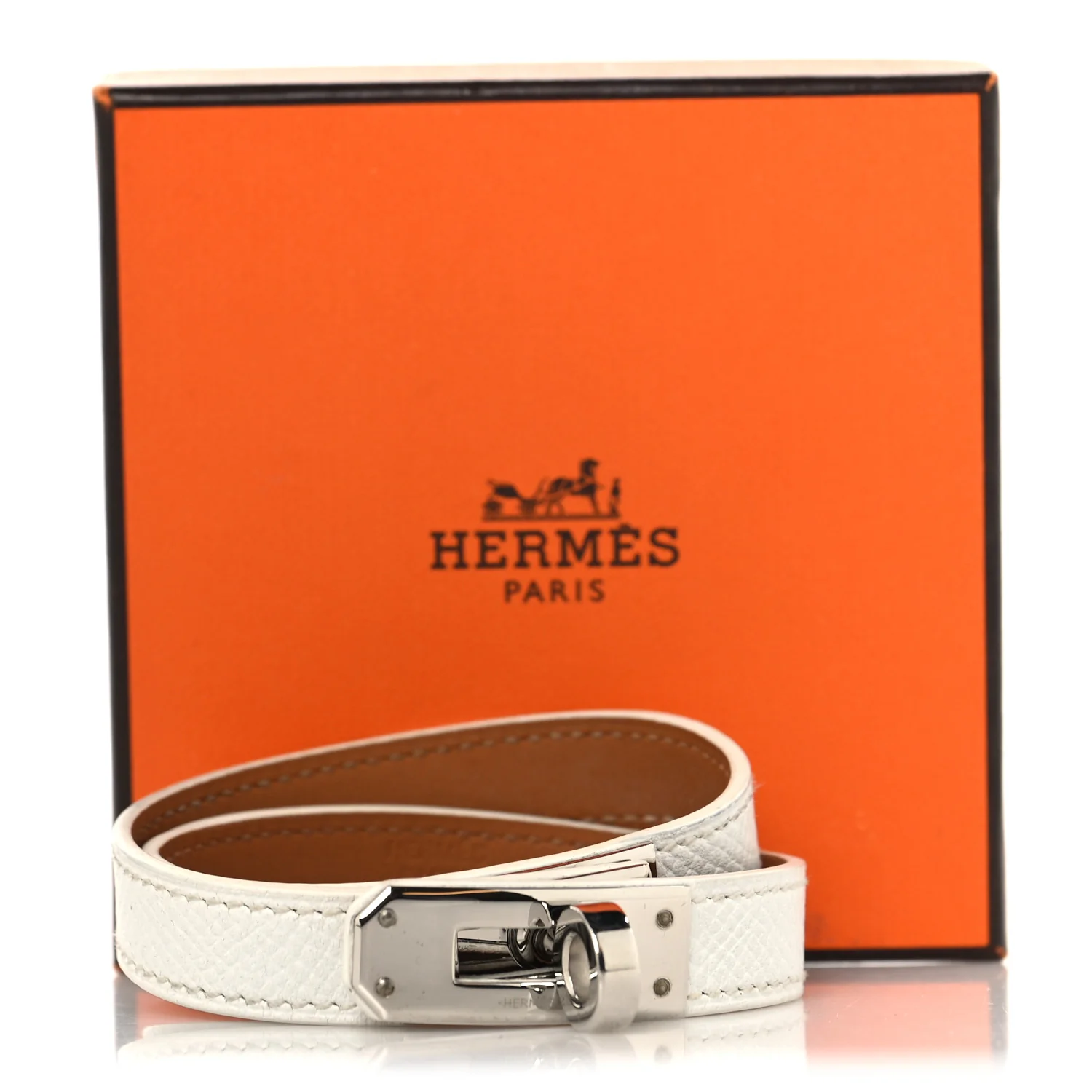 Epsom Kelly Double Tour Bracelet M White - Image 7