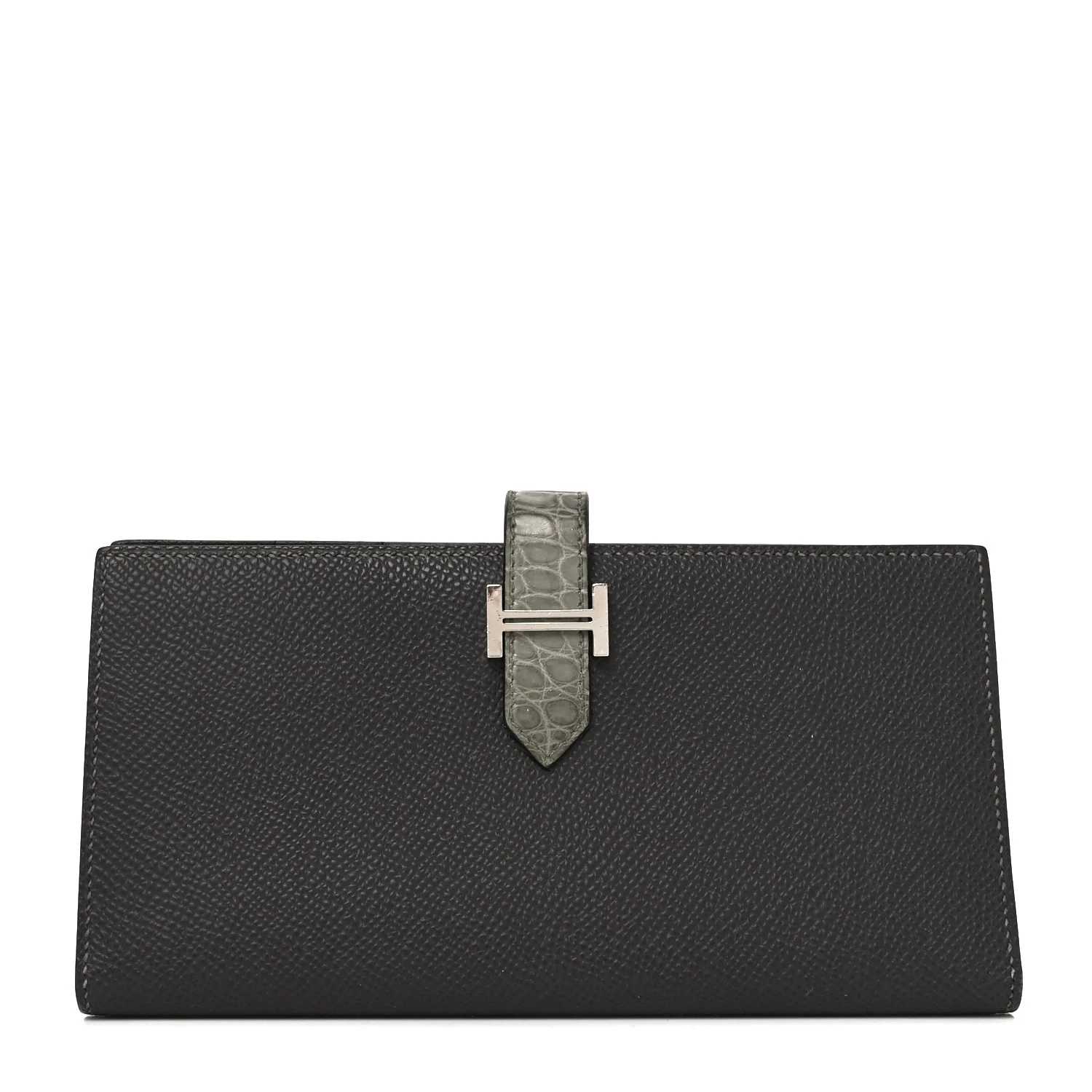 Epsom Matte Alligator Bearn Touch Gusset Wallet Graphite Gris Ciment
