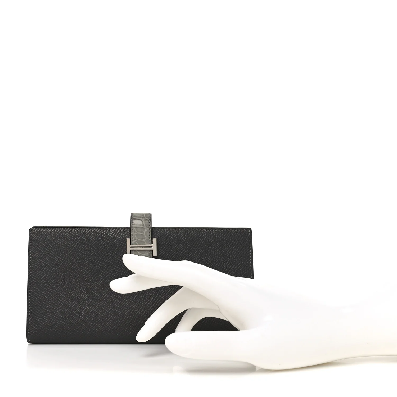 Epsom Matte Alligator Bearn Touch Gusset Wallet Graphite Gris Ciment - Image 2