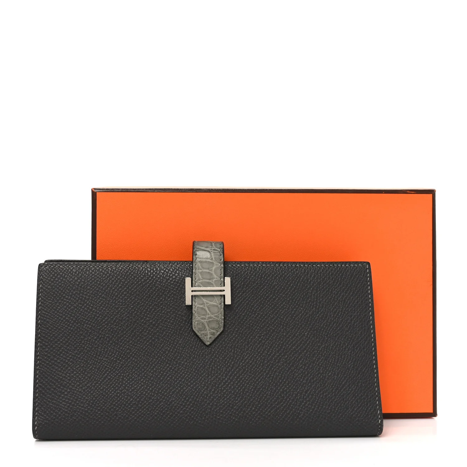 Epsom Matte Alligator Bearn Touch Gusset Wallet Graphite Gris Ciment - Image 8