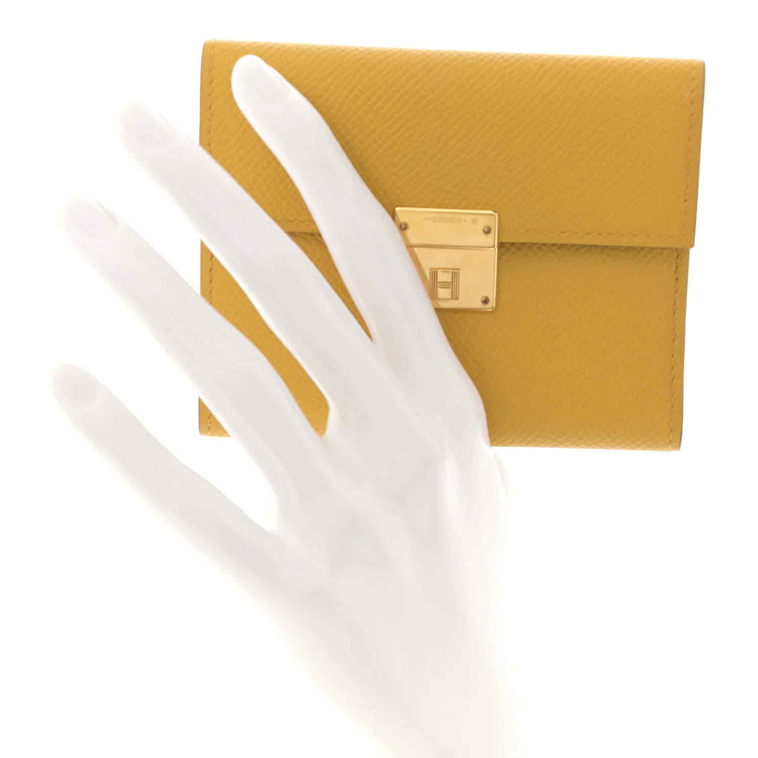 Epsom Mini Clic Card Holder Jaune Ambre - Image 2