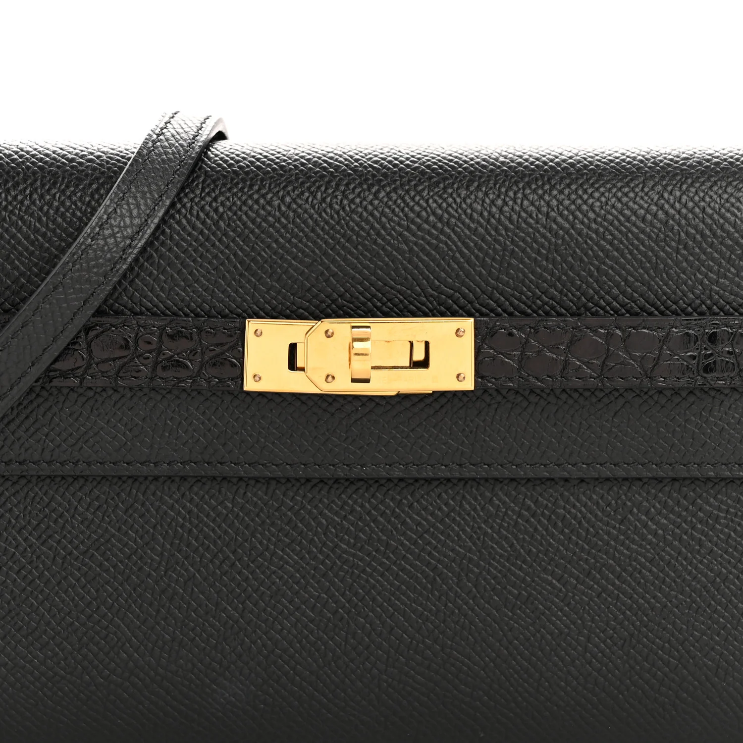 Epsom Shiny Alligator Touch Kelly Wallet To Go Black - Image 8