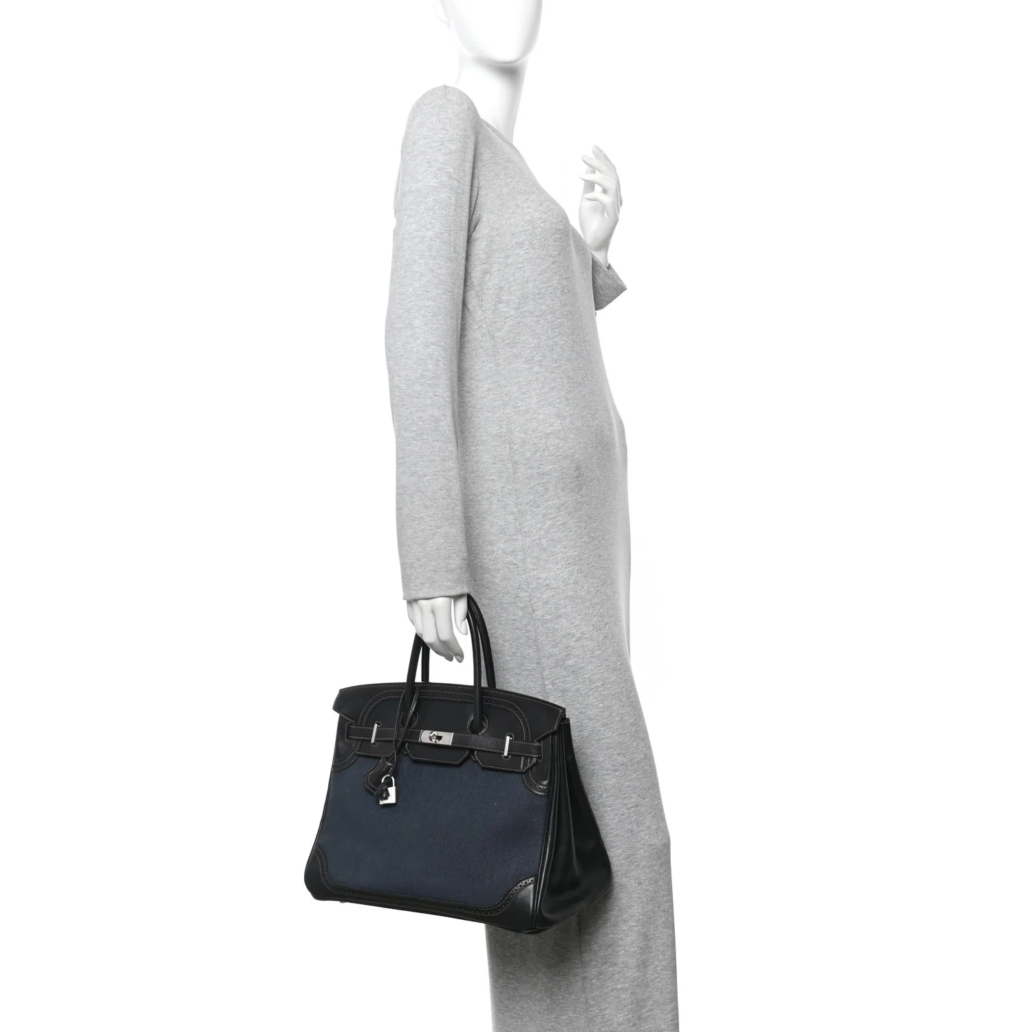 Evercalf Toile Ghillies Birkin 35 Black Denim Fonce - Image 2
