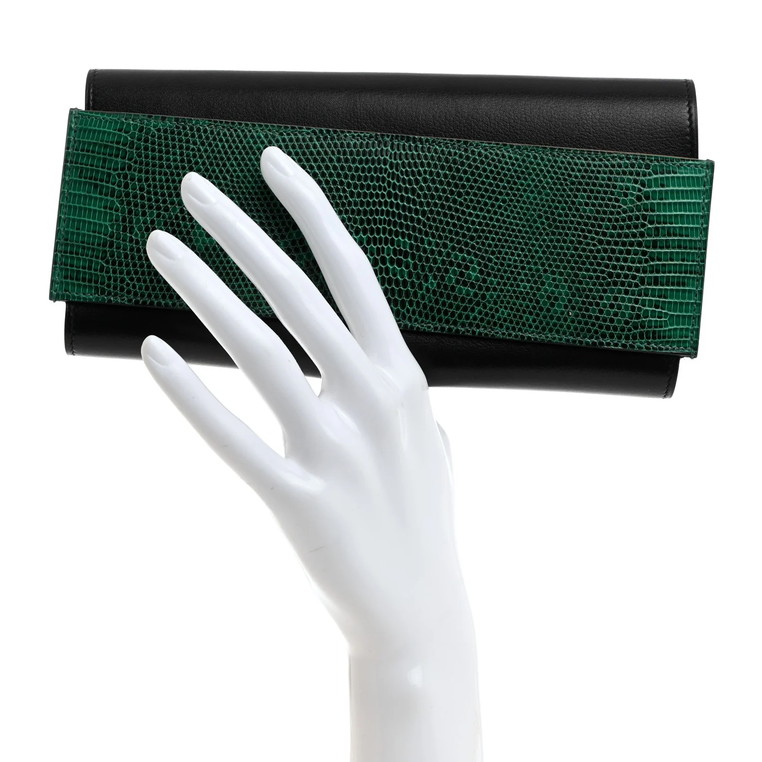 Evergrain Lizard Passant Long Wallet Bleu Indigo Vert Moyen - Image 2