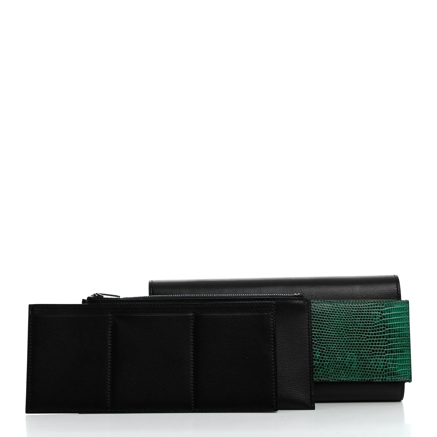 Evergrain Lizard Passant Long Wallet Bleu Indigo Vert Moyen - Image 3