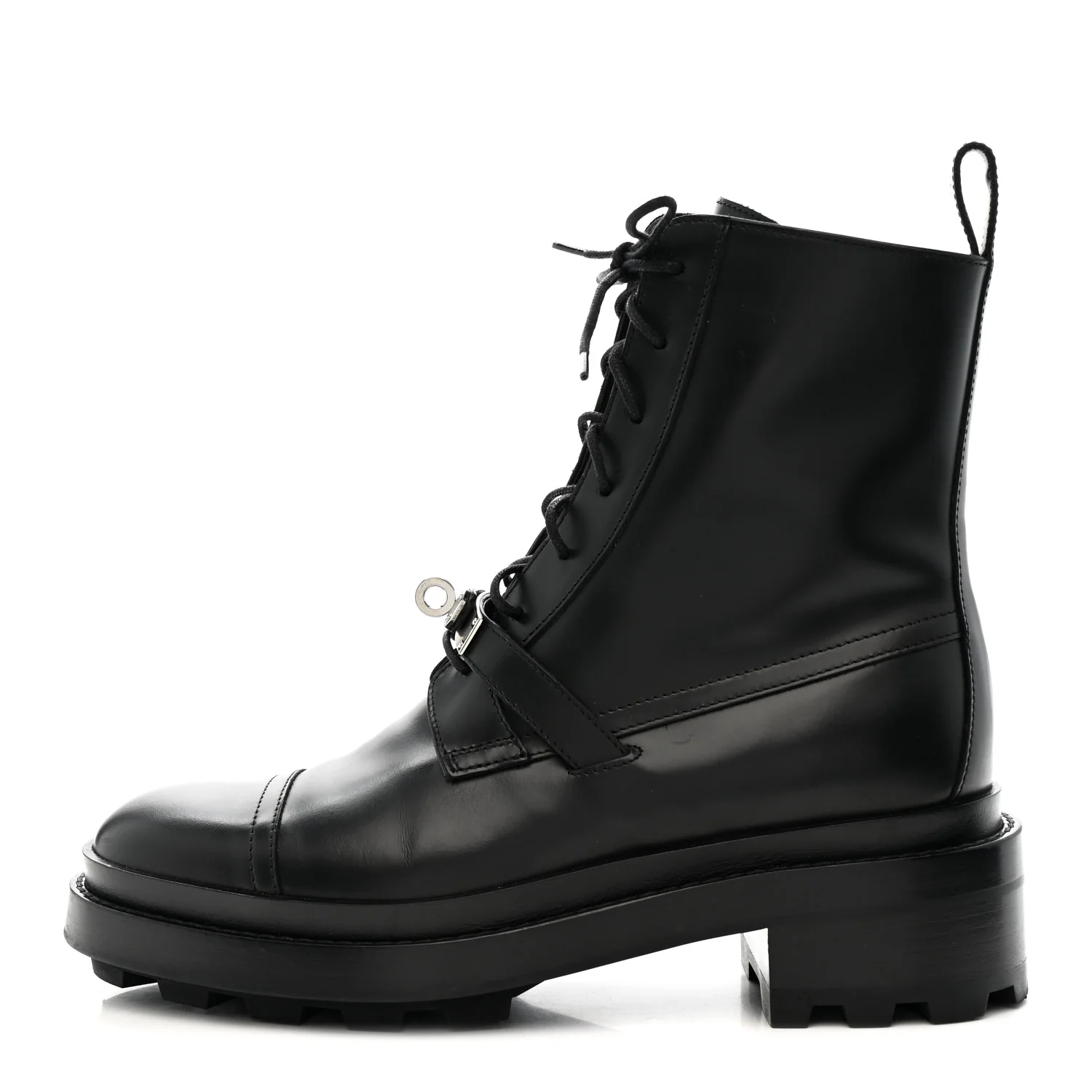 Glossed Calfskin Funk Ankle Boots 37.5 Black