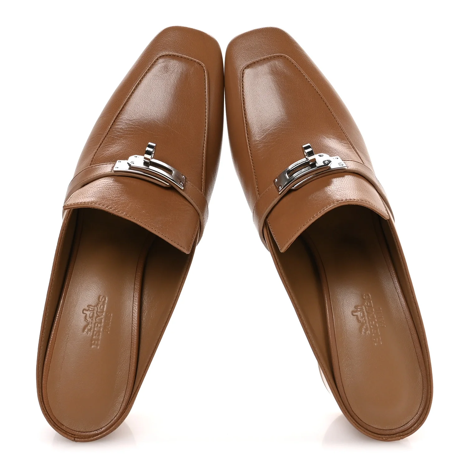 Goatskin Blossom Mules 38.5 Marron Havane - Image 2