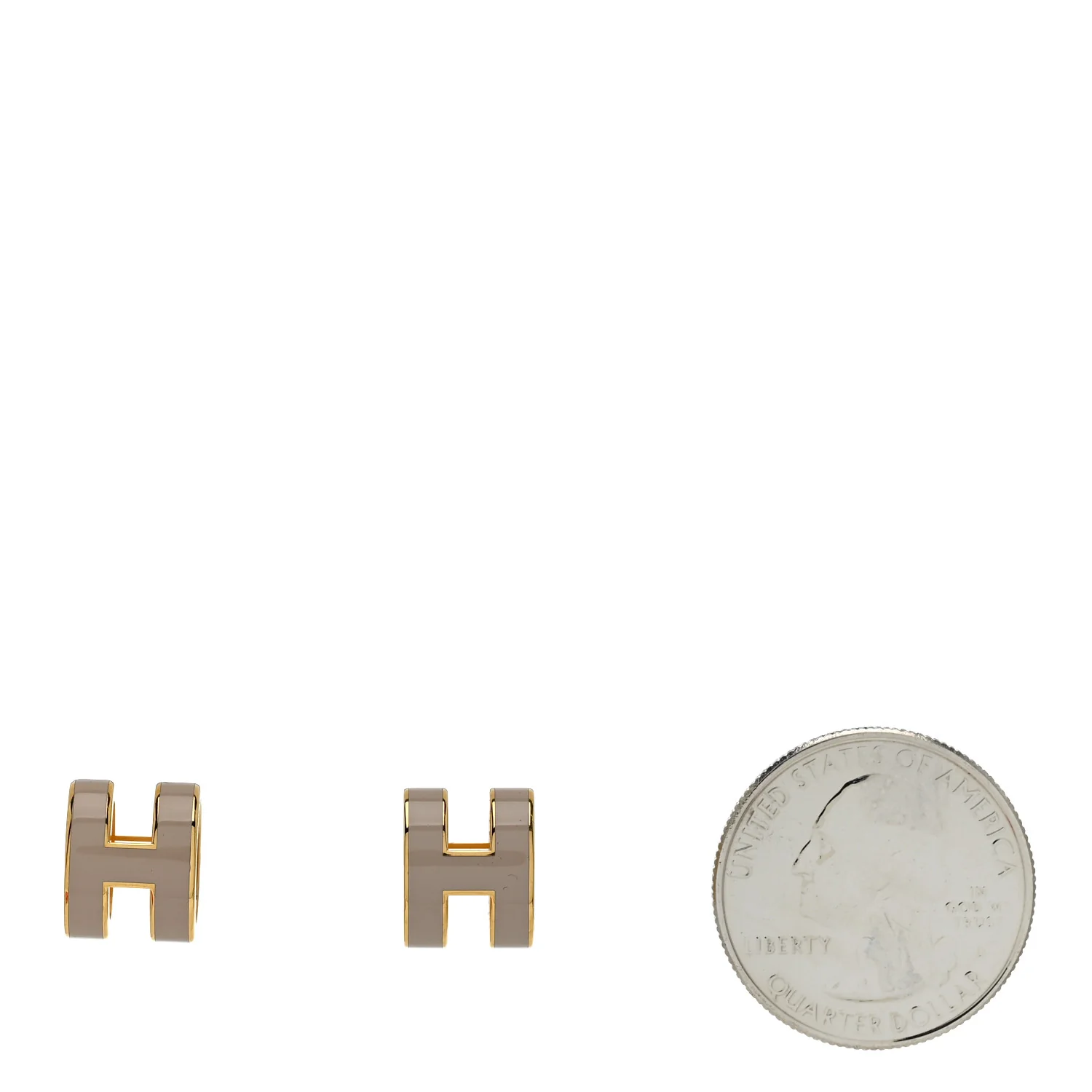 Gold Lacquered Mini Pop H Earrings Marron Glace - Image 2
