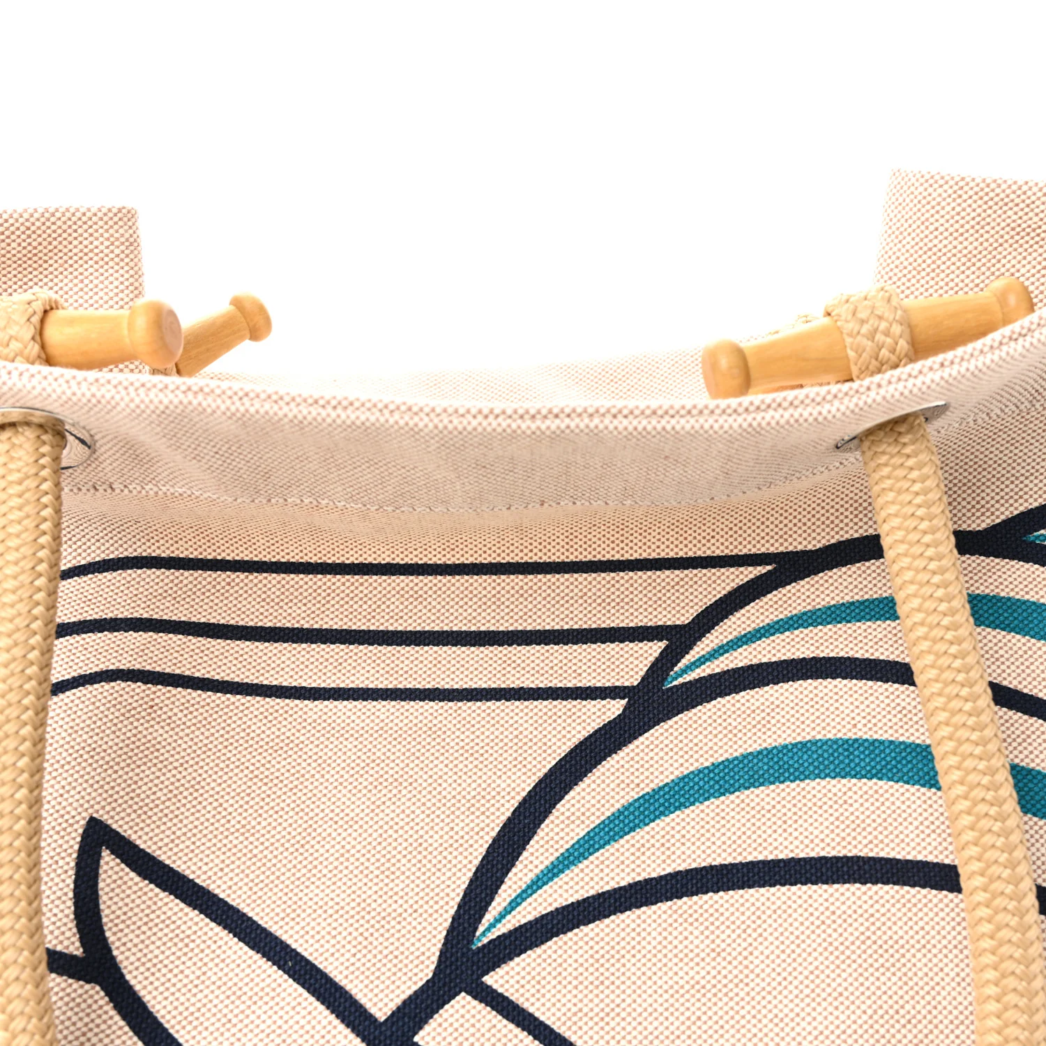 H Canvas Quadrige Beach Bag Bleu Jaune Rose - Image 15