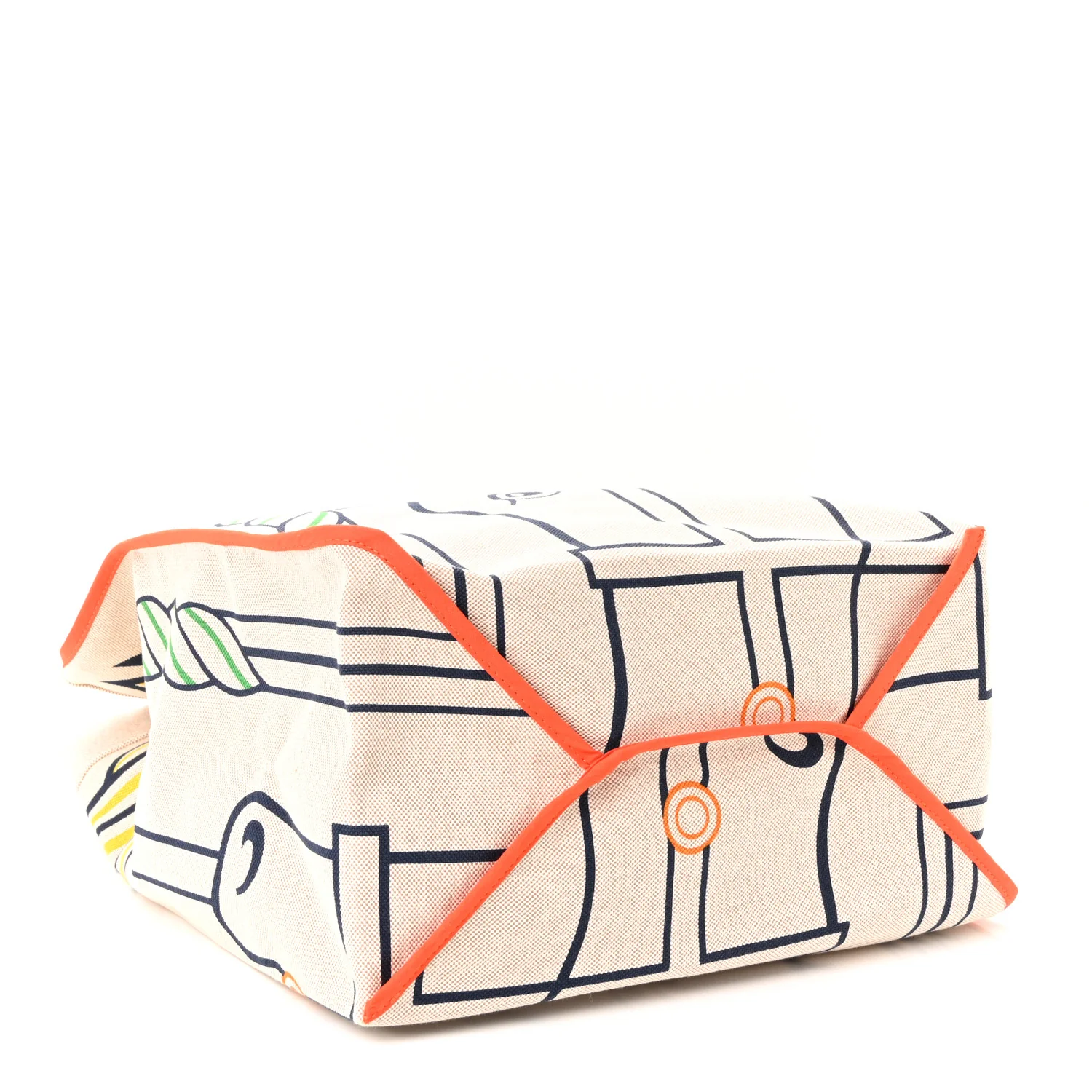 H Canvas Quadrige Beach Bag Bleu Jaune Rose - Image 7