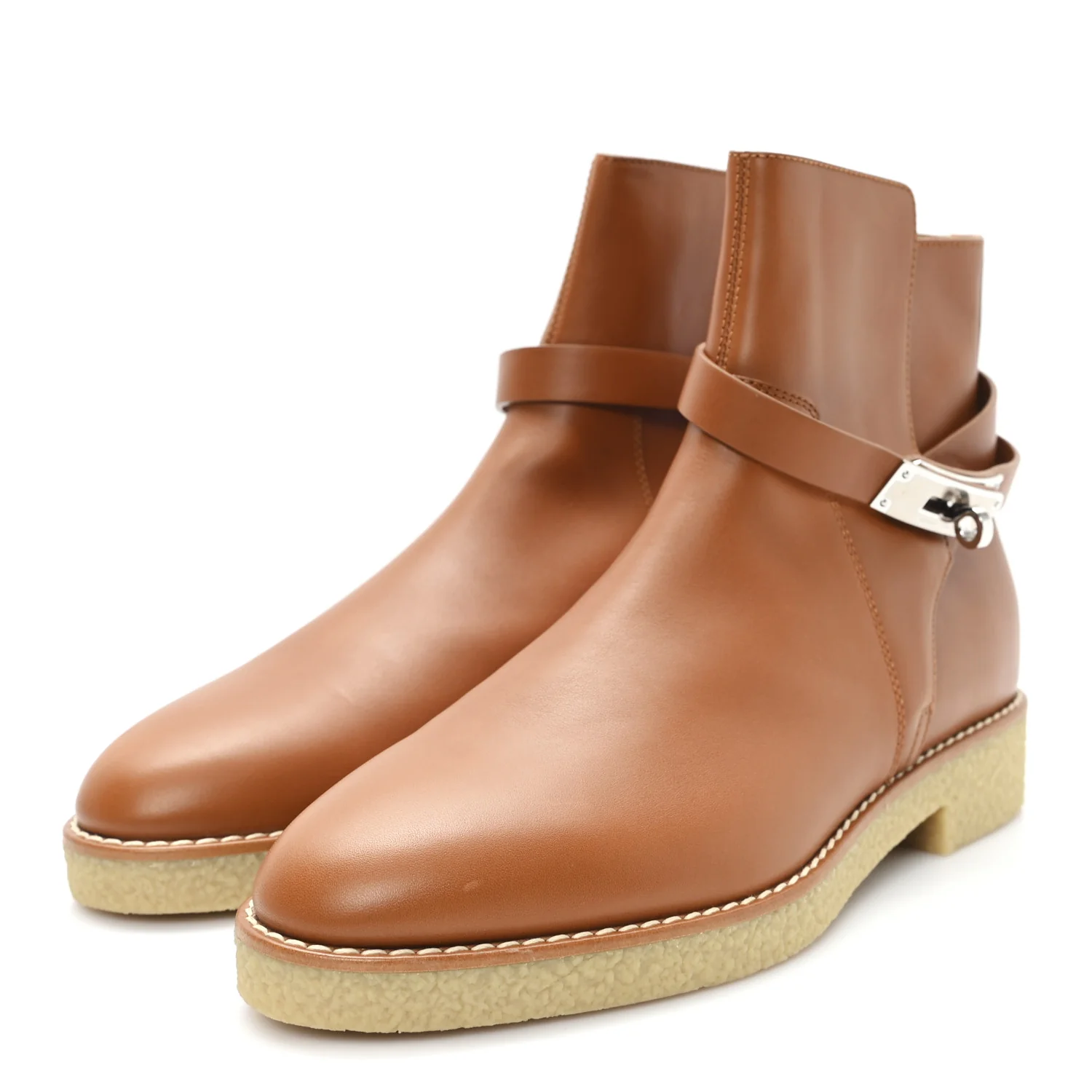Heritage Calfskin Follow Ankle Boots 40.5 Naturel - Image 4