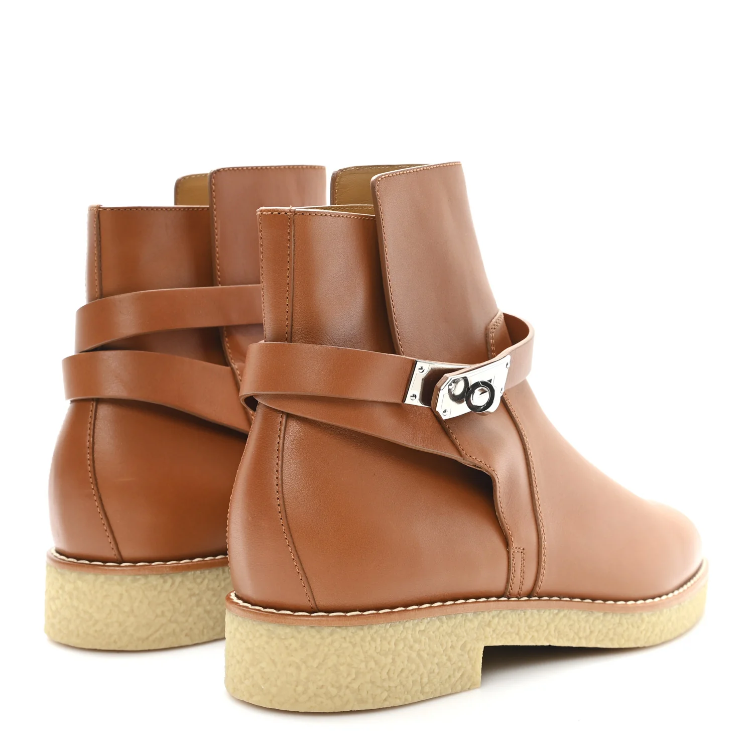 Heritage Calfskin Follow Ankle Boots 40.5 Naturel - Image 5