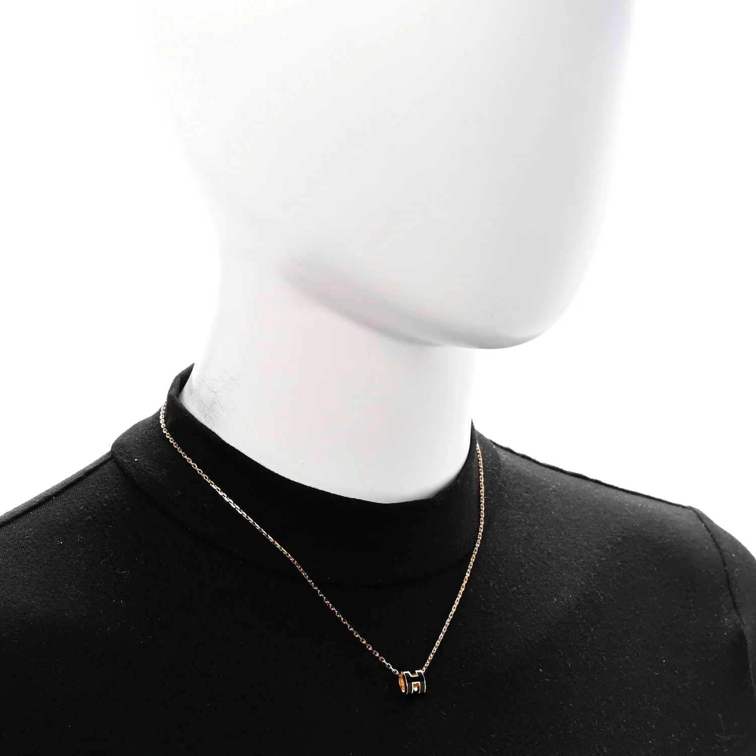 Lacquered Gold Mini Pop H Pendant Necklace Black - Image 2