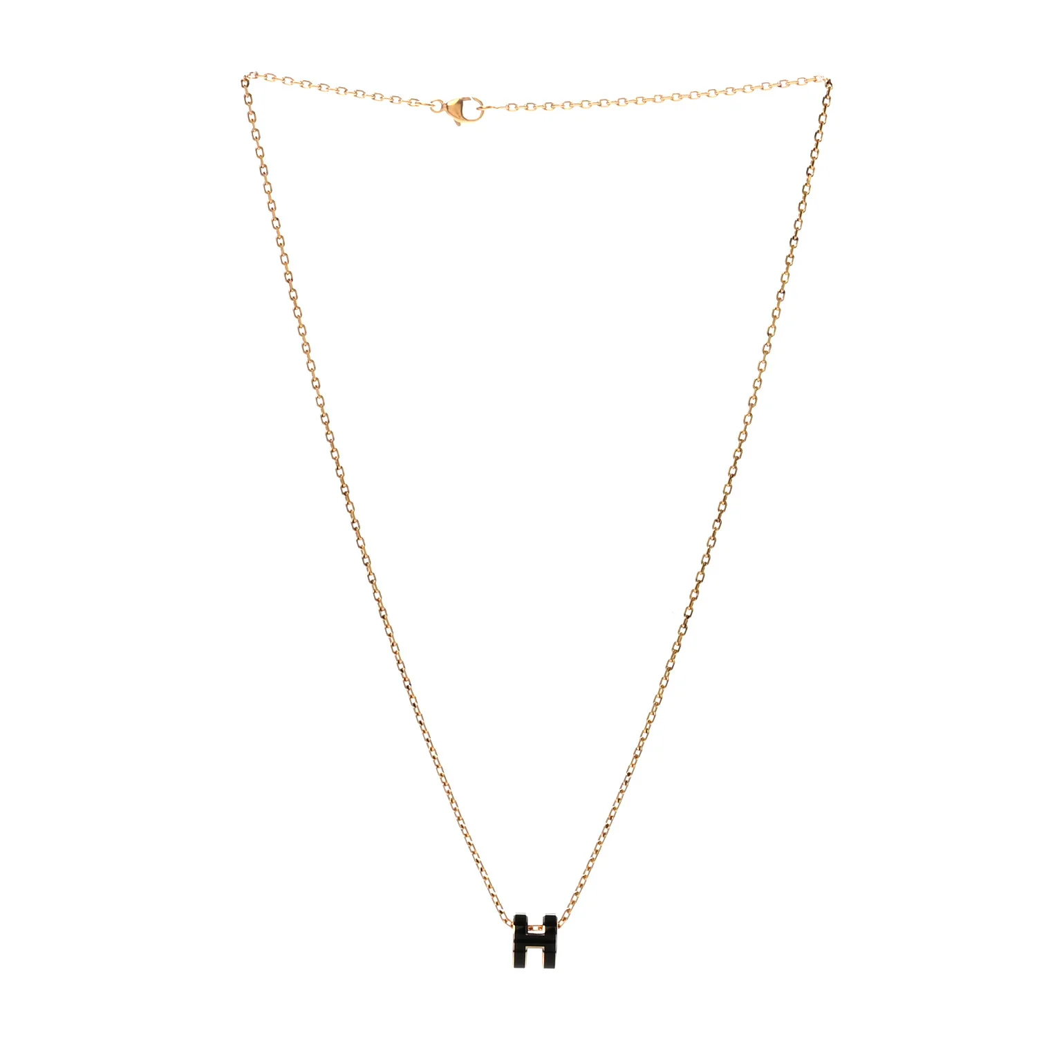 Lacquered Gold Mini Pop H Pendant Necklace Black - Image 3