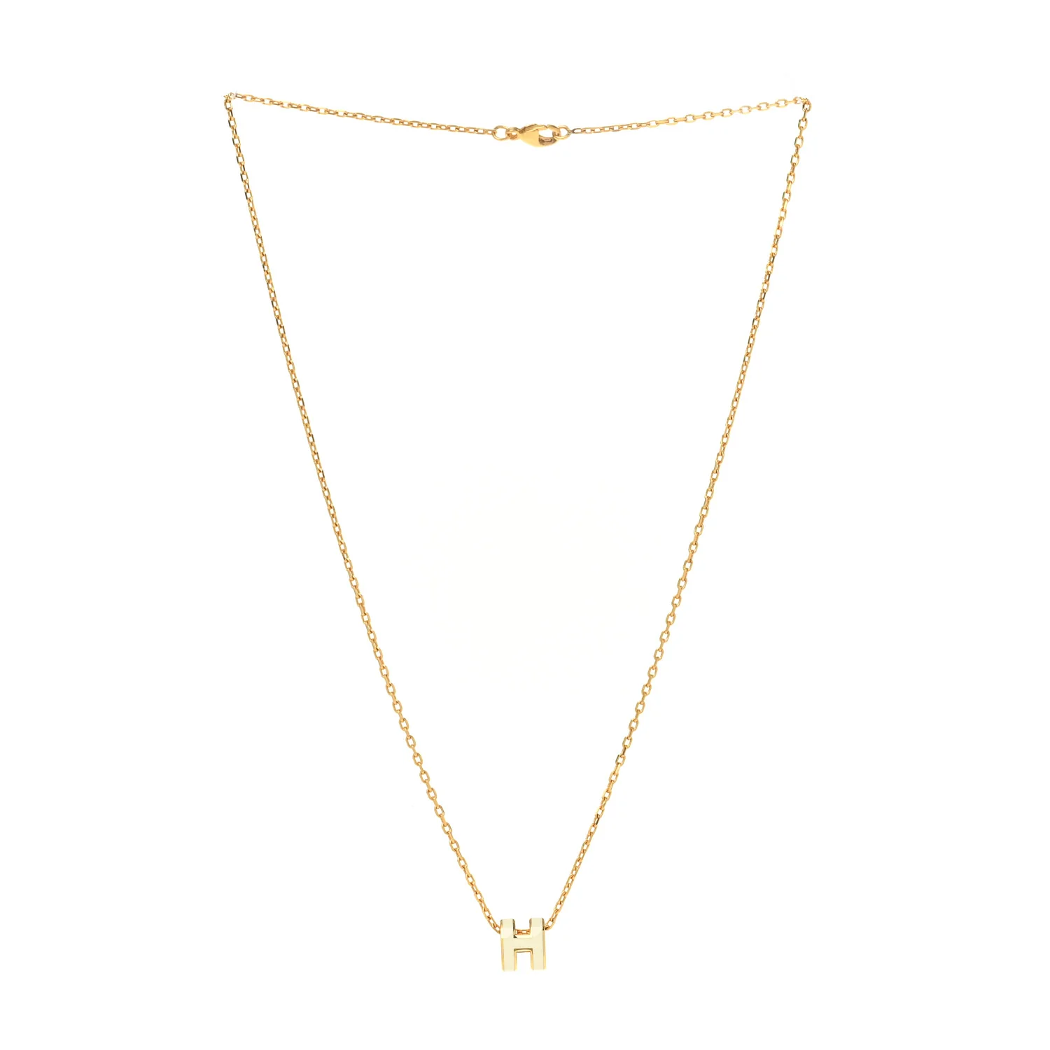 Lacquered Gold Mini Pop H Pendant Necklace White - Image 3