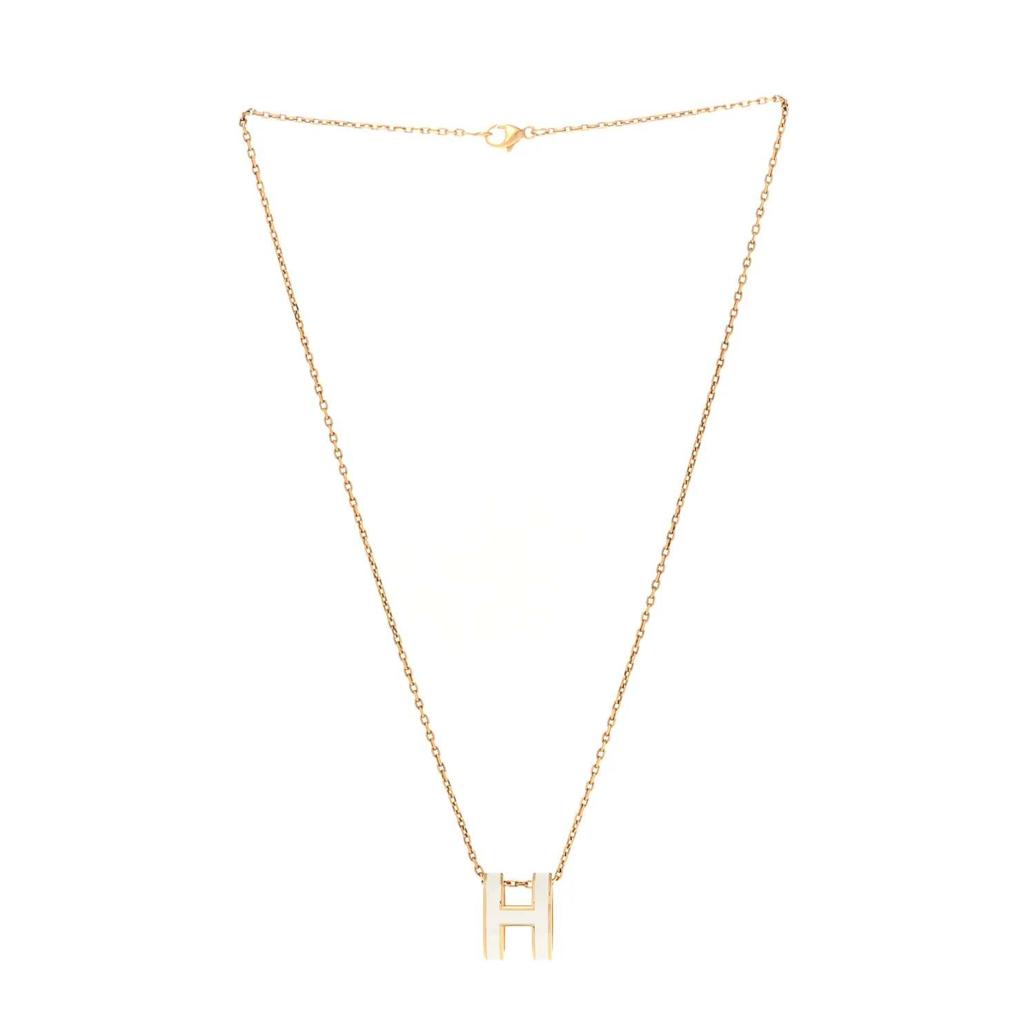 Lacquered Gold Pop H Pendant Necklace White - Image 3