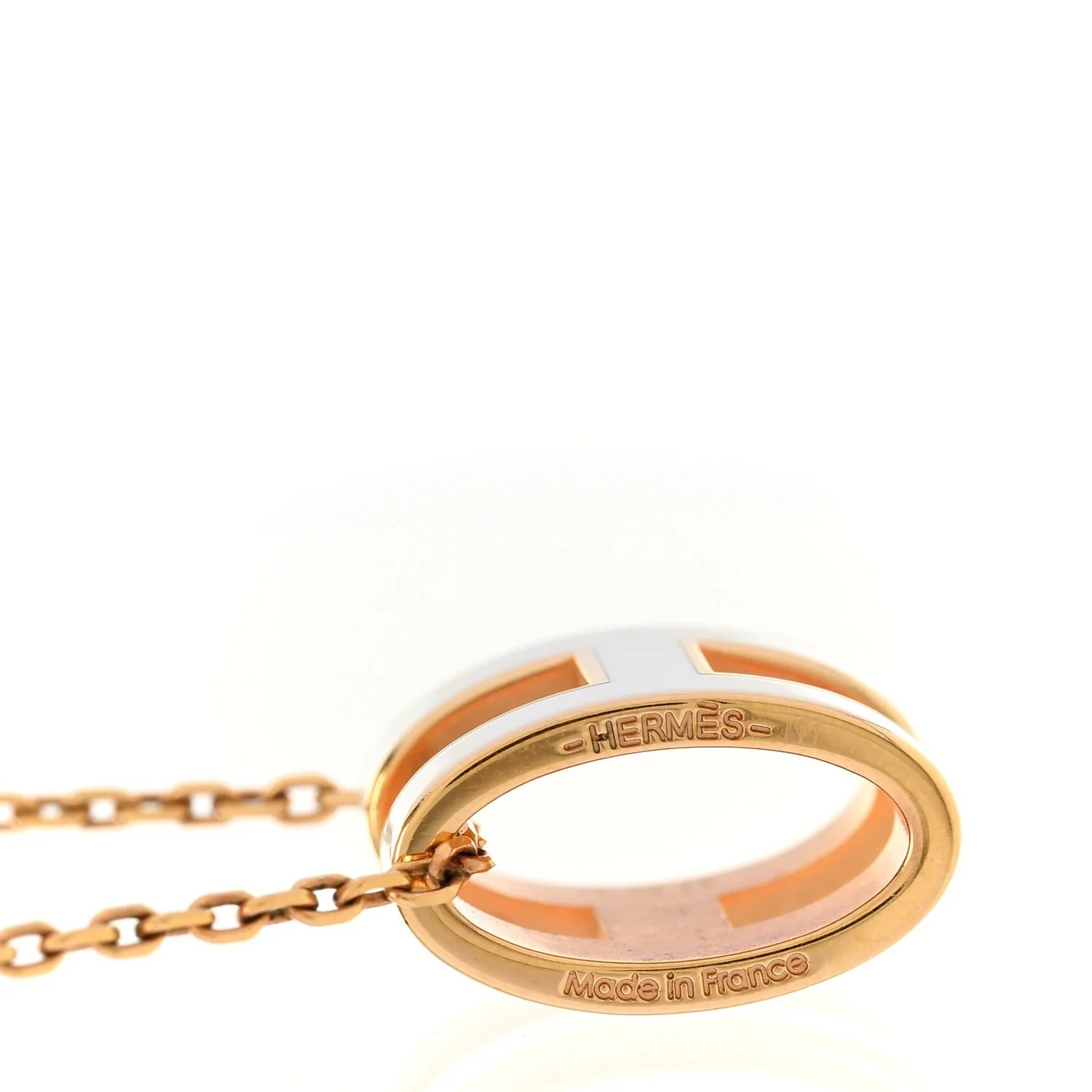Lacquered Gold Pop H Pendant Necklace White - Image 5