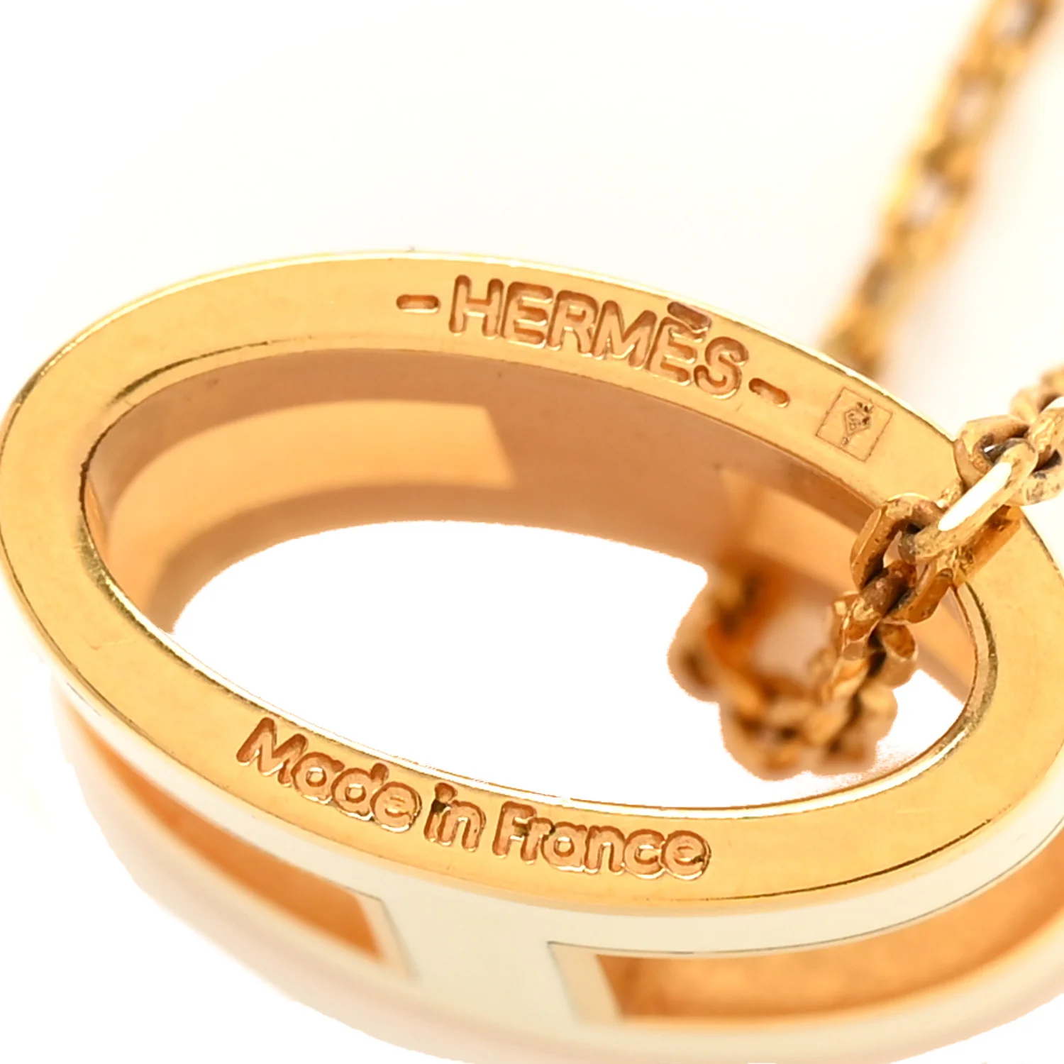 Lacquered Gold Pop H Pendant Necklace White - Image 5