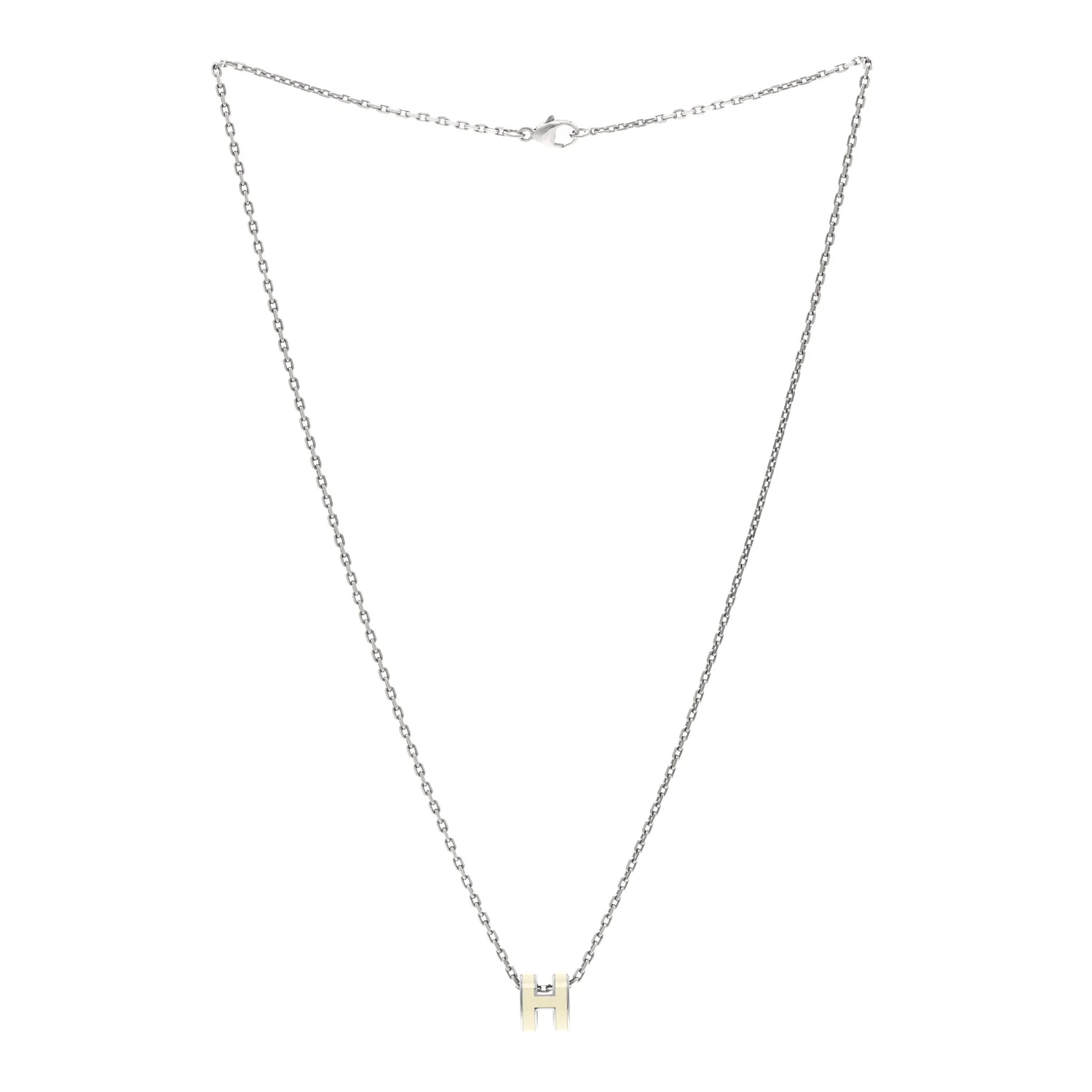 Lacquered Palladium Mini Pop H Pendant Necklace White - Image 3