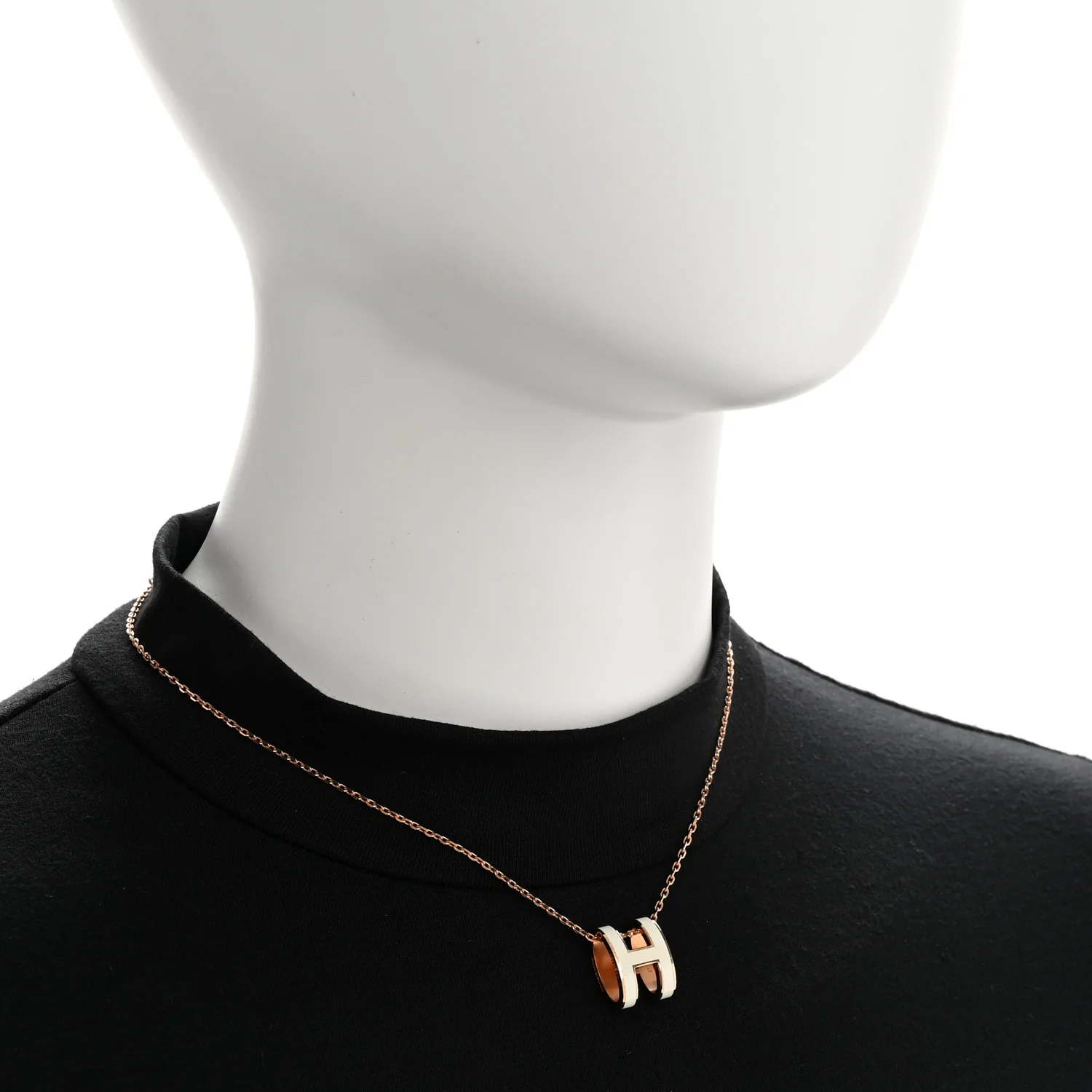 Lacquered Rose Gold Pop H Pendant Necklace White - Image 2