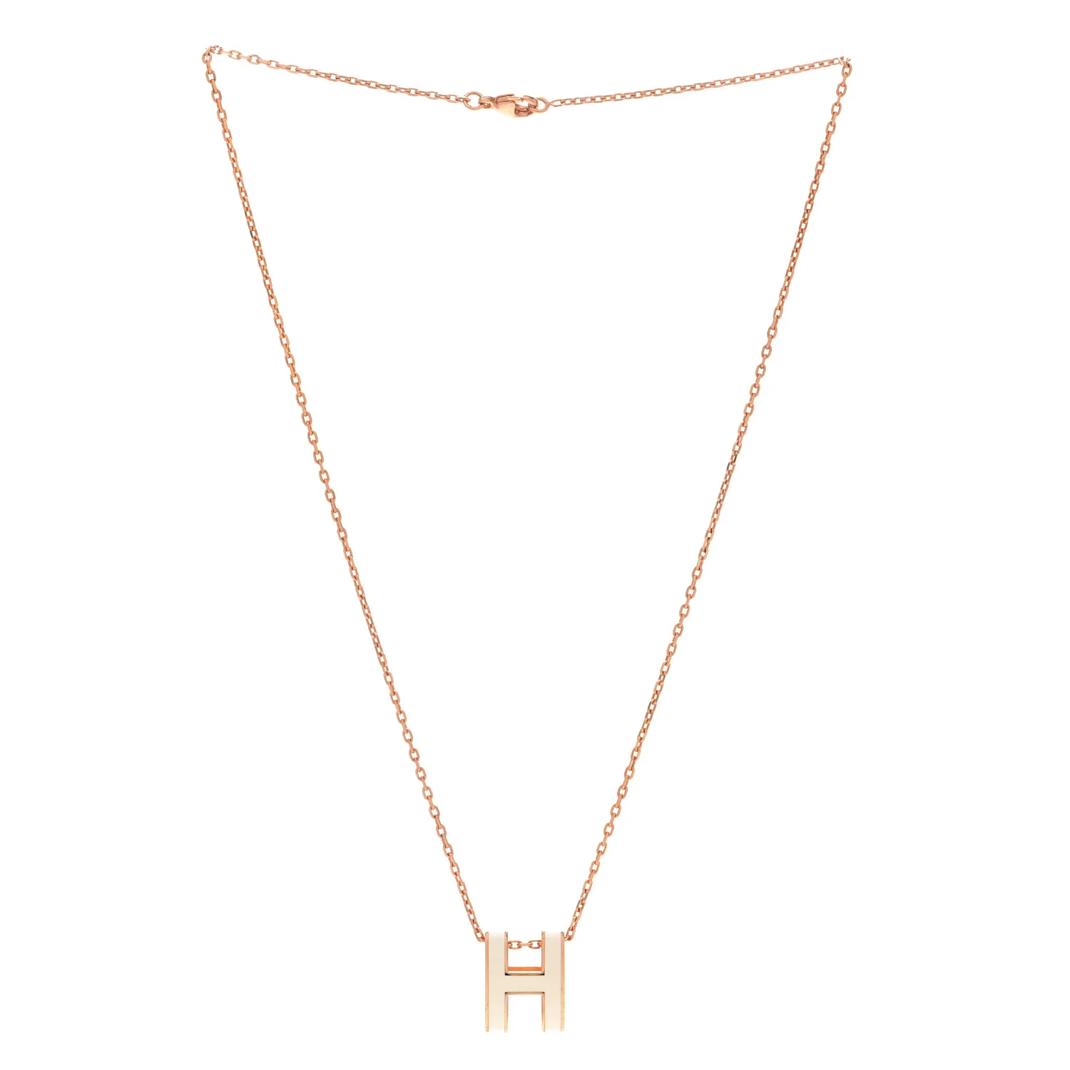 Lacquered Rose Gold Pop H Pendant Necklace White - Image 3