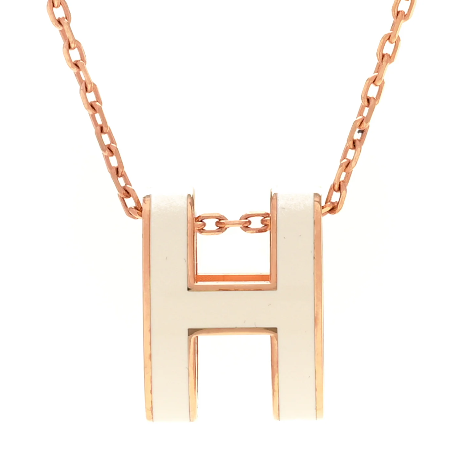 Lacquered Rose Gold Pop H Pendant Necklace White - Image 4
