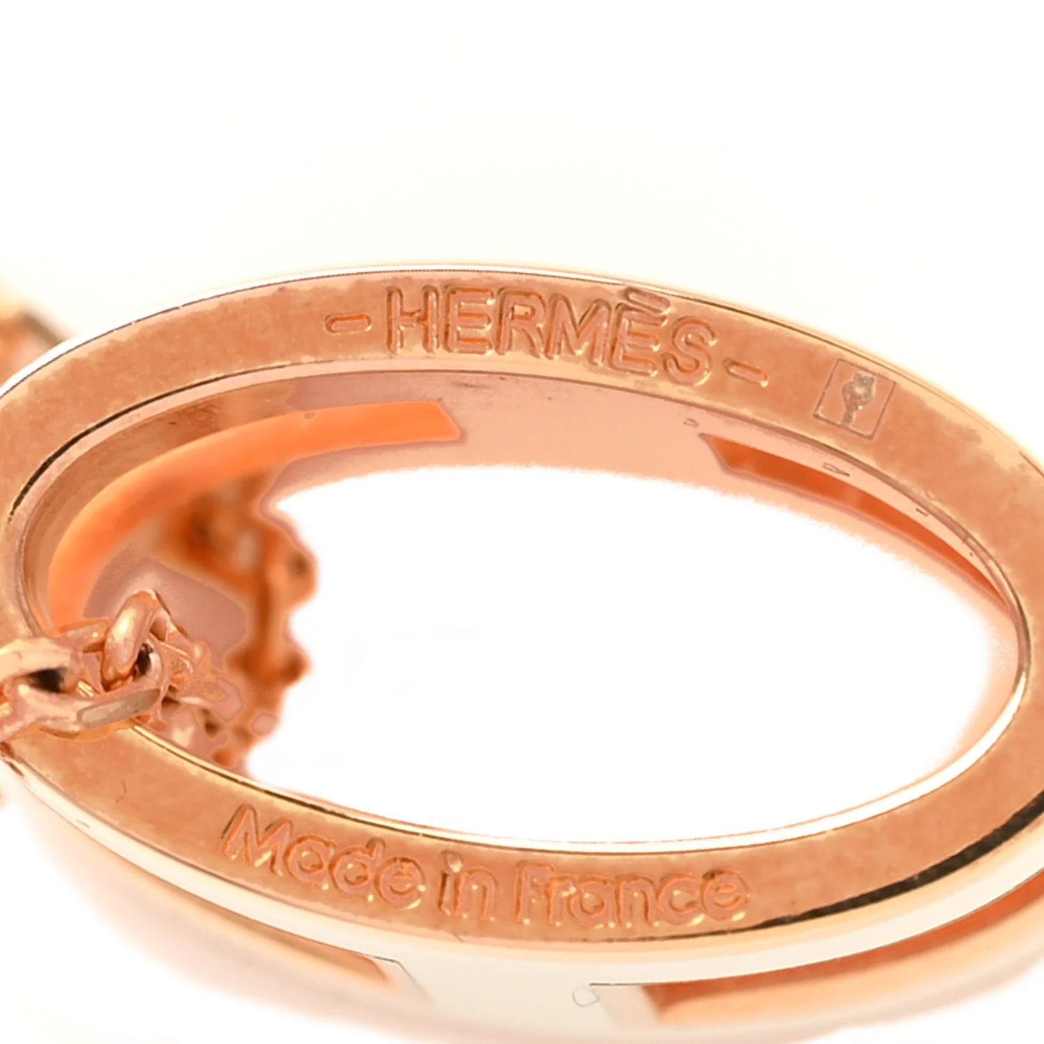 Lacquered Rose Gold Pop H Pendant Necklace White - Image 6