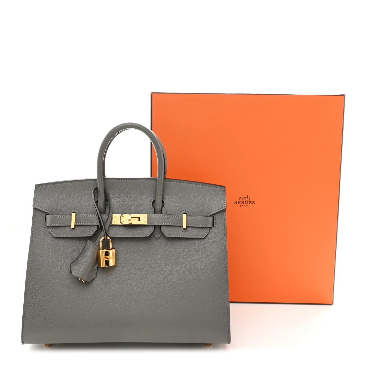 Madame Calfskin Birkin Sellier 25 Gris Meyer - Image 11