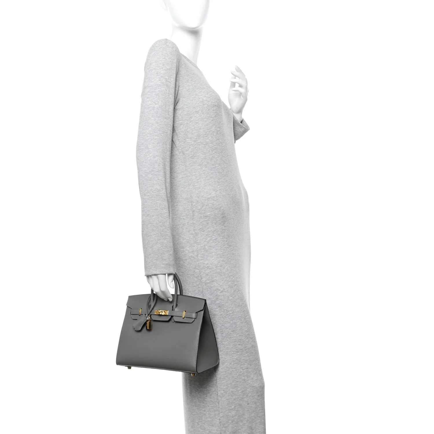 Madame Calfskin Birkin Sellier 25 Gris Meyer - Image 2