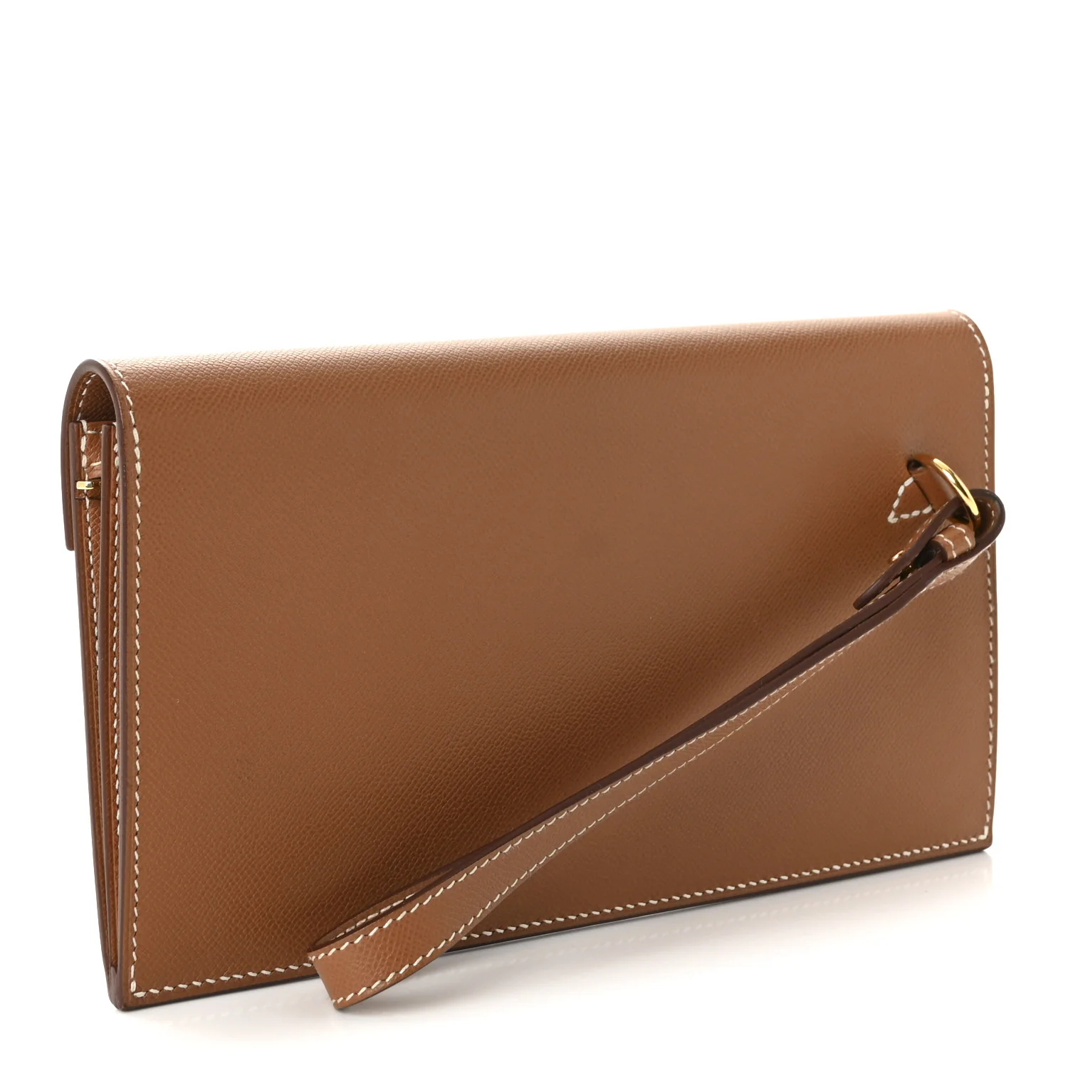 Madame Calfskin Kelly Pocket Long Wallet Gold - Image 3