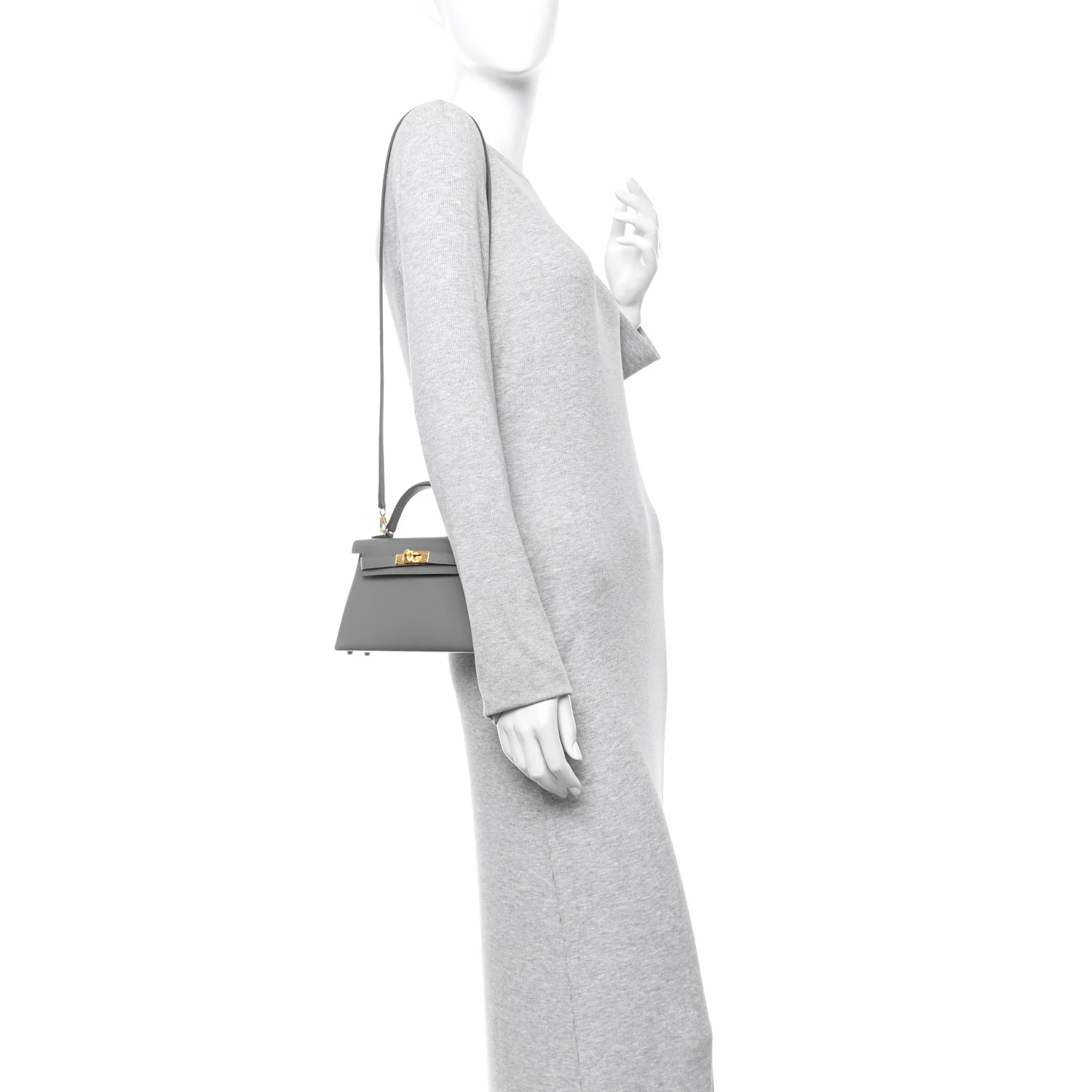 Madame Calfskin Mini Kelly Sellier 20 Gris Meyer - Image 2
