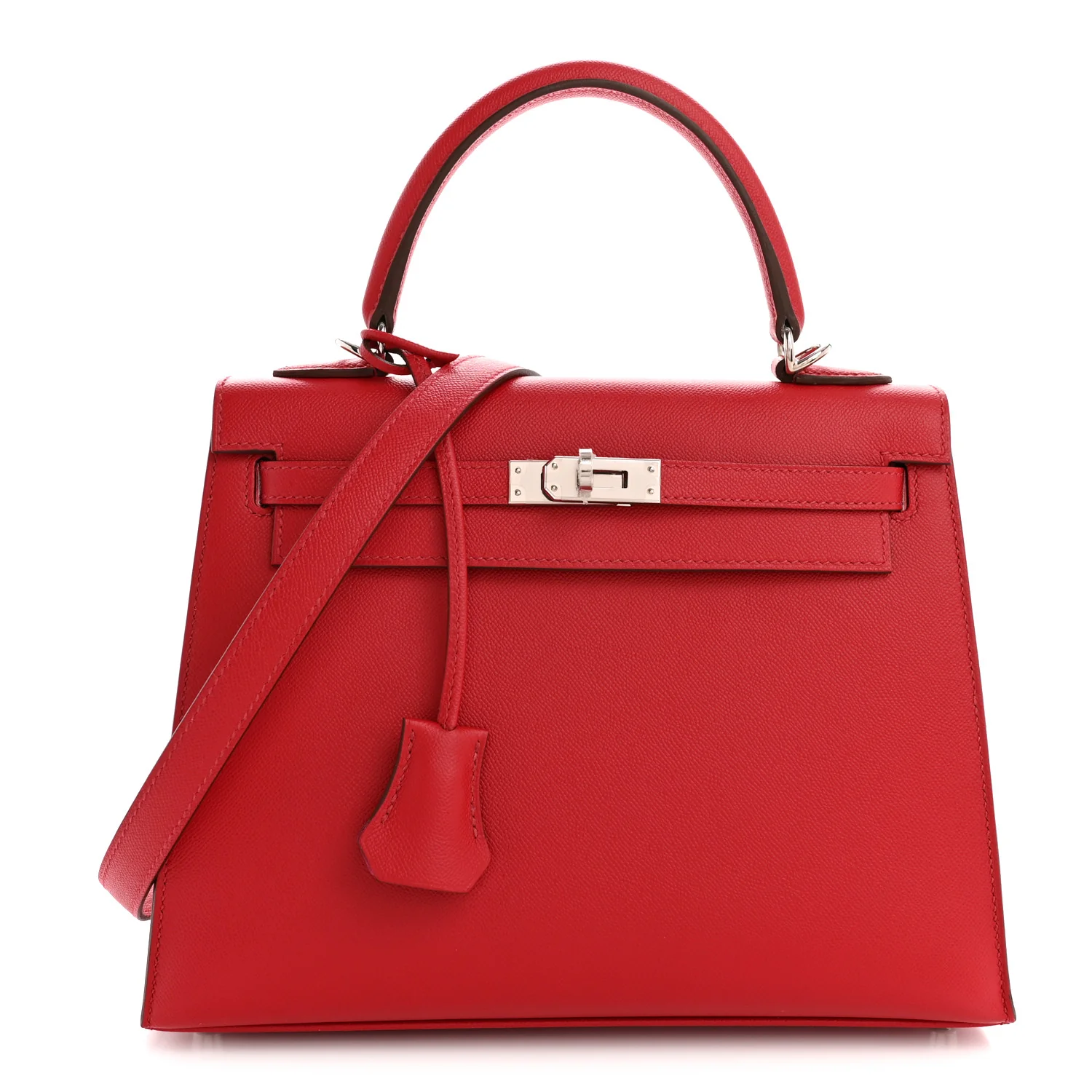 Madame Calfskin Verso Kelly Sellier 25 Rouge Piment Rose Shocking