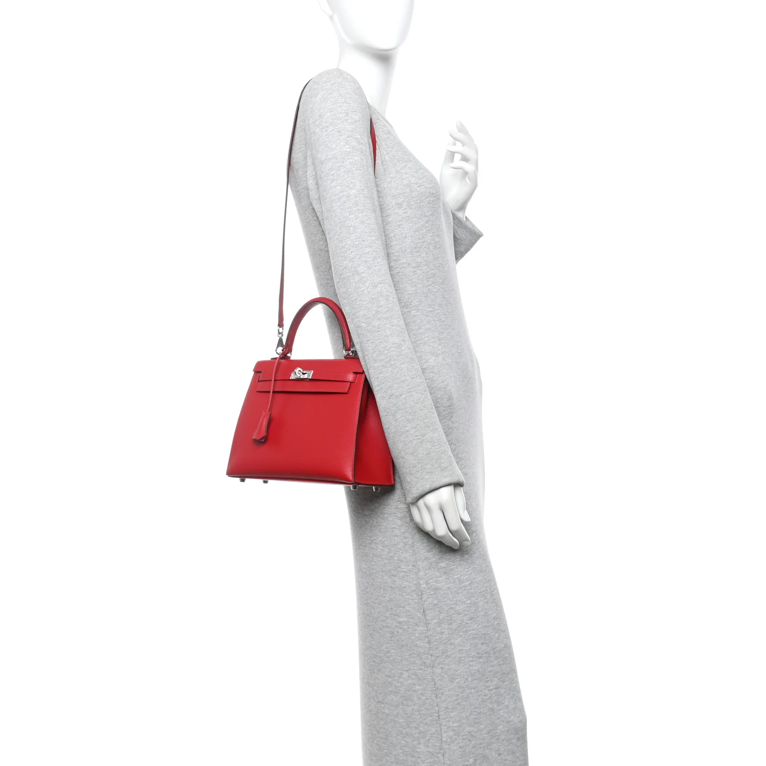 Madame Calfskin Verso Kelly Sellier 25 Rouge Piment Rose Shocking - Image 2