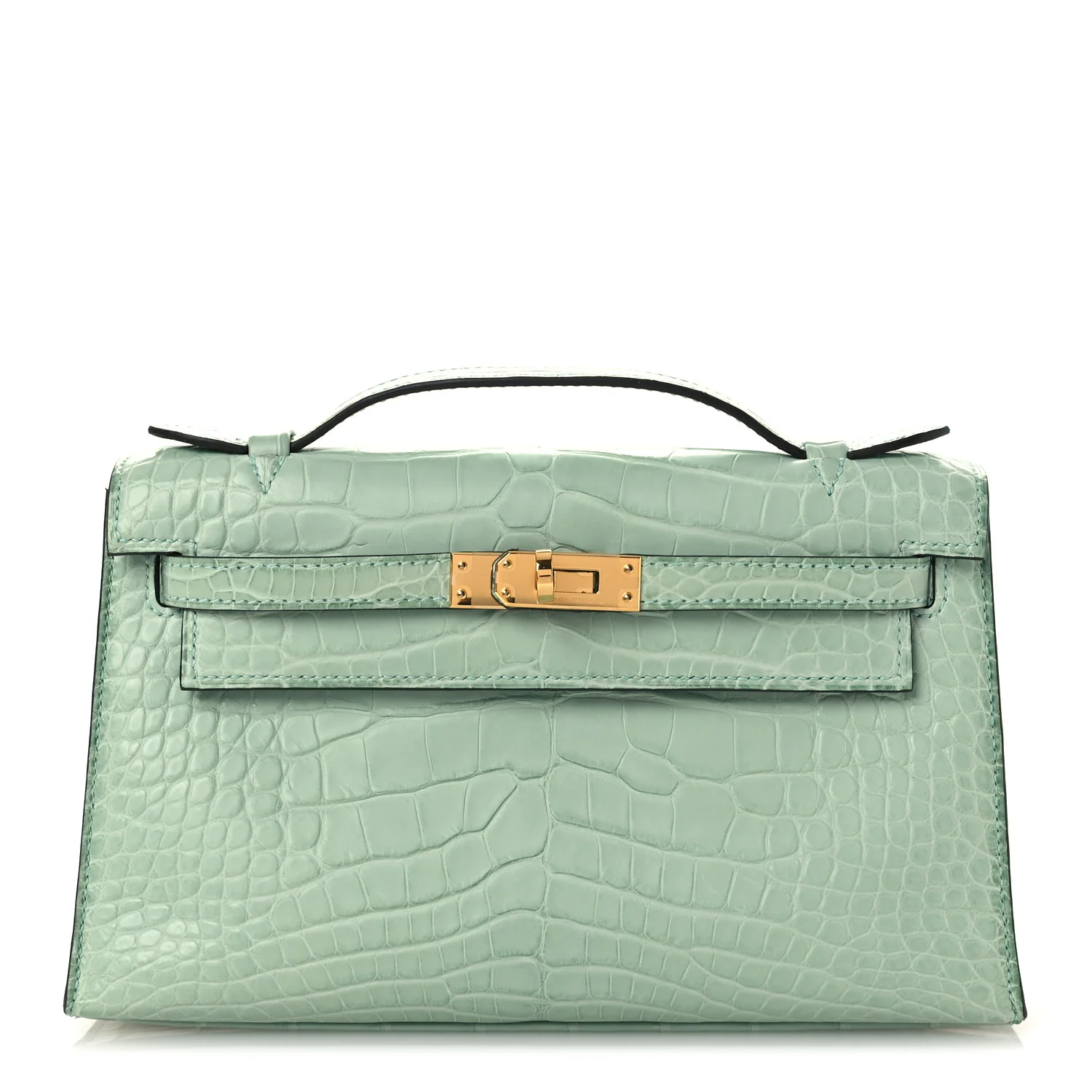 Matte Alligator Kelly Pochette Vert D'eau