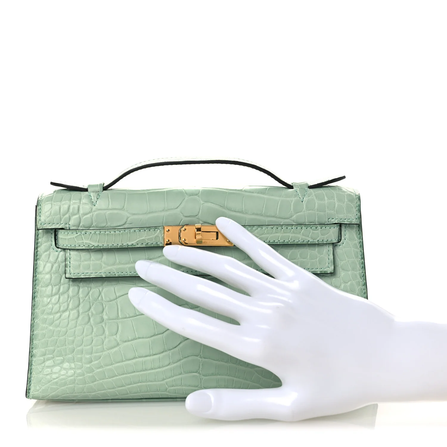 Matte Alligator Kelly Pochette Vert D'eau - Image 2