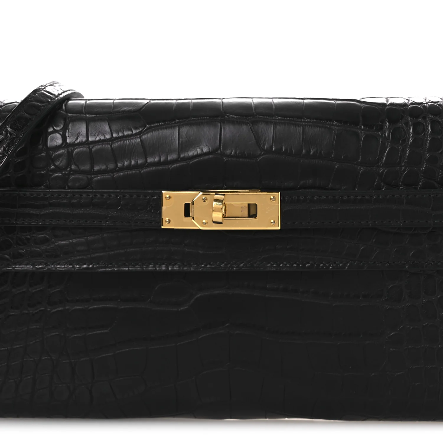 Matte Alligator Kelly Wallet To Go Black - Image 7
