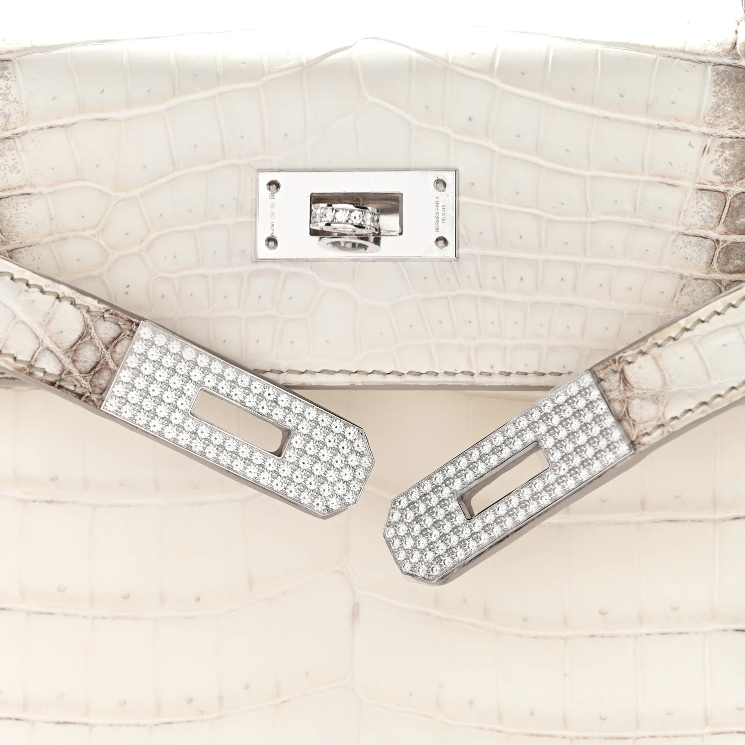 Matte Niloticus Crocodile Himalaya 18K White Gold Diamond Kelly Retourne 28 White - Image 14