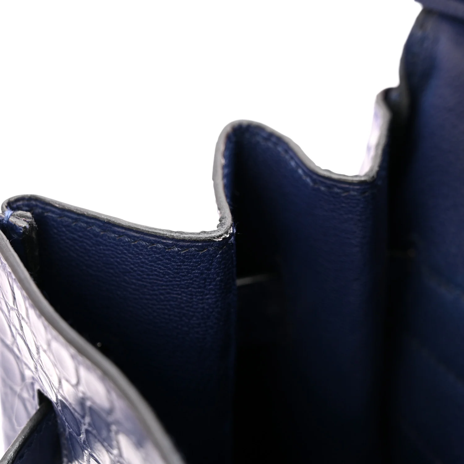 Matte Porosus Crocodile 18K White Gold Diamond Birkin 35 Bleu Brighton - Image 11