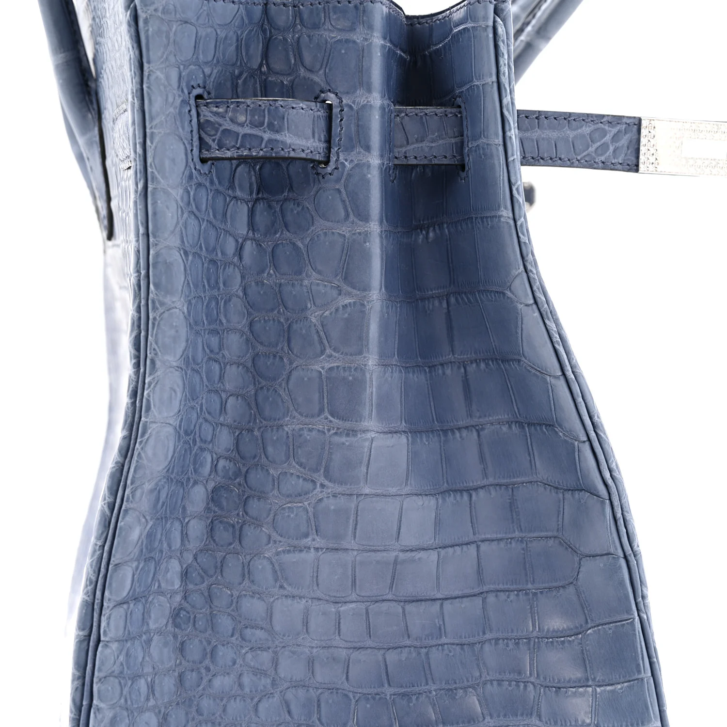 Matte Porosus Crocodile 18K White Gold Diamond Birkin 35 Bleu Brighton - Image 15