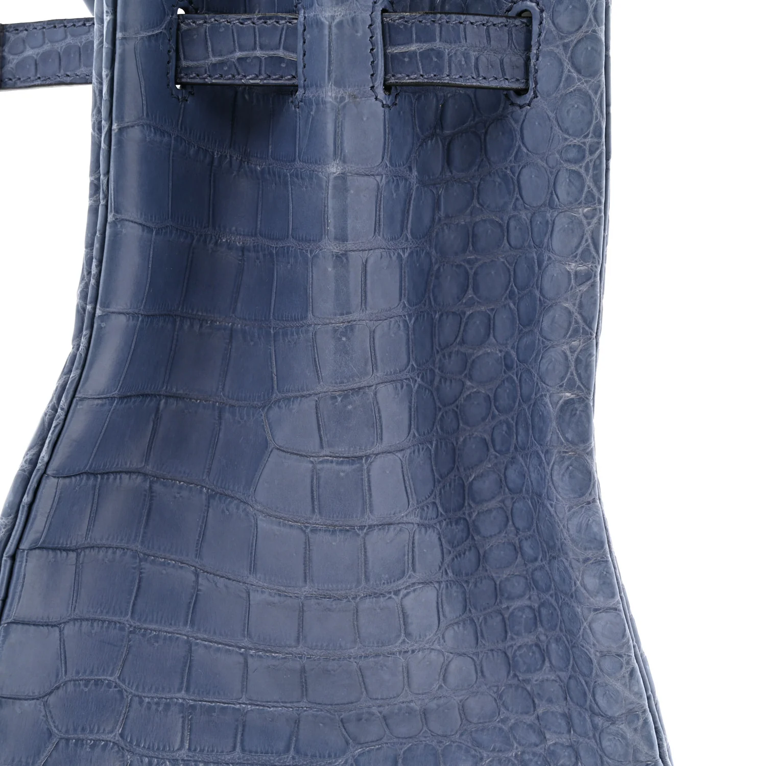 Matte Porosus Crocodile 18K White Gold Diamond Birkin 35 Bleu Brighton - Image 16